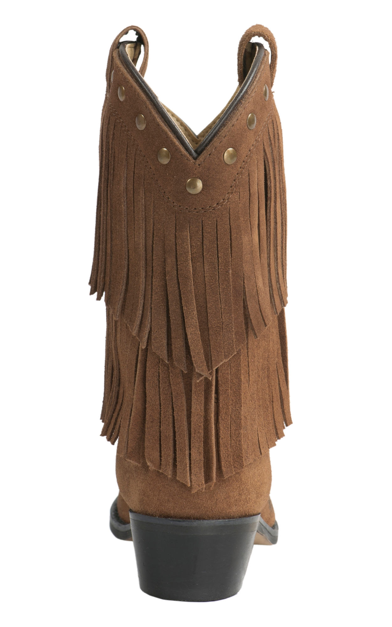 Smoky Mountain Kids Tan Suede with Fringe Western Traditional Toe Cowboy Boots - Image 1