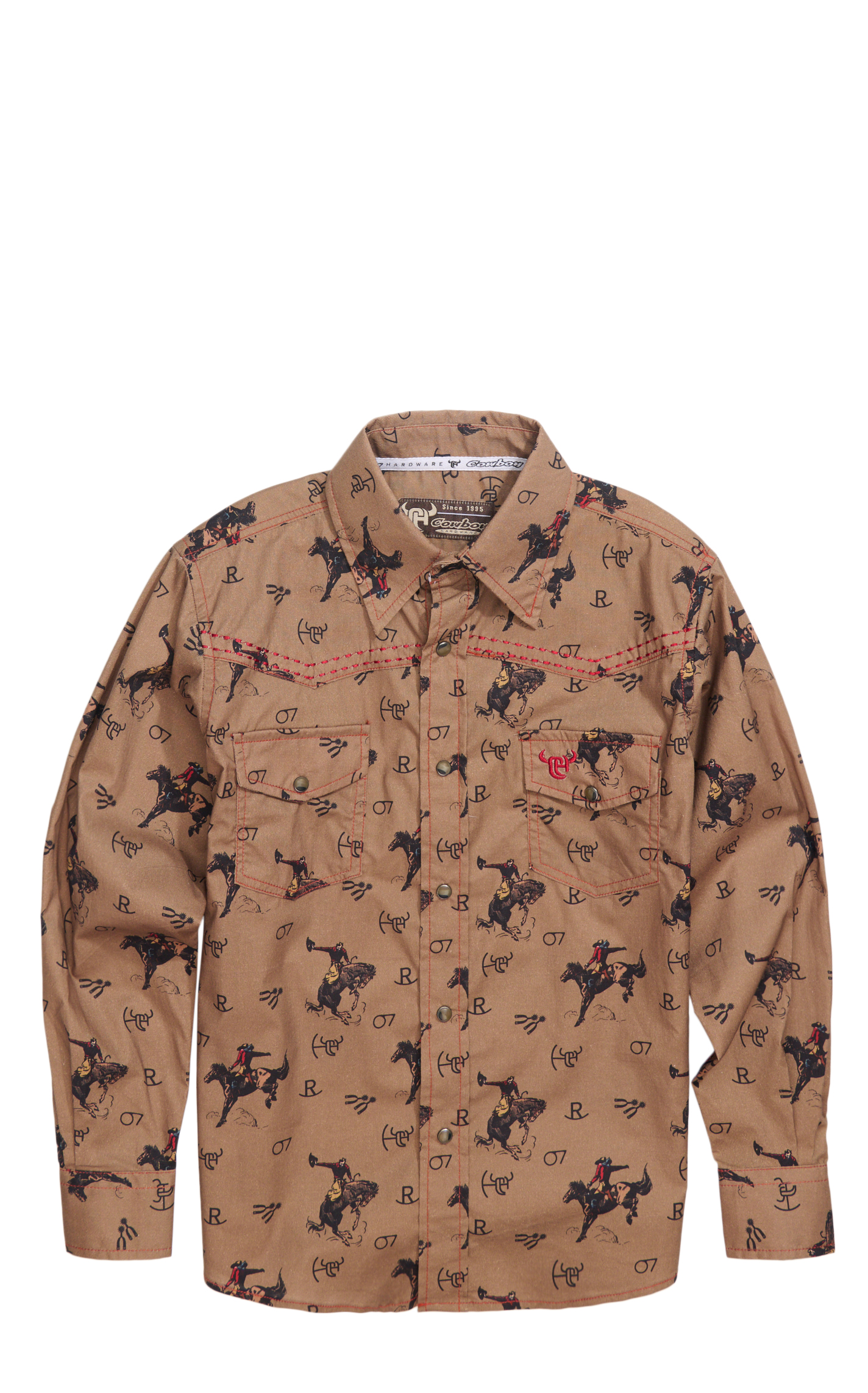 Cowboy Hardware Boy's Brown & Black Vintage Print Western Shirt - Image 1