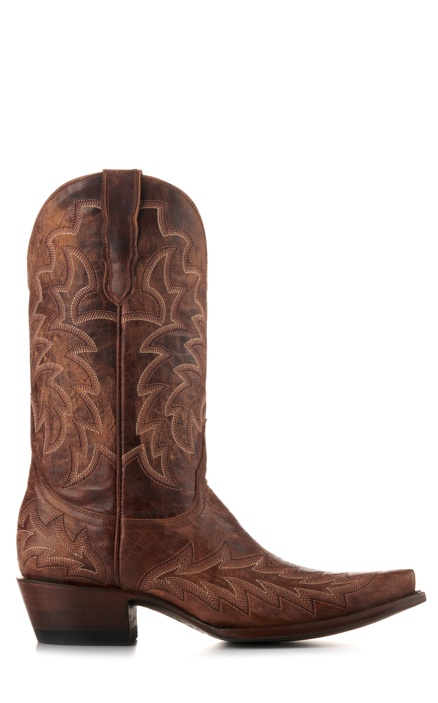Cavender’s Women’s Vesuvio Brass Leather Brown Snip Toe Cowboy Boots  - Image 1