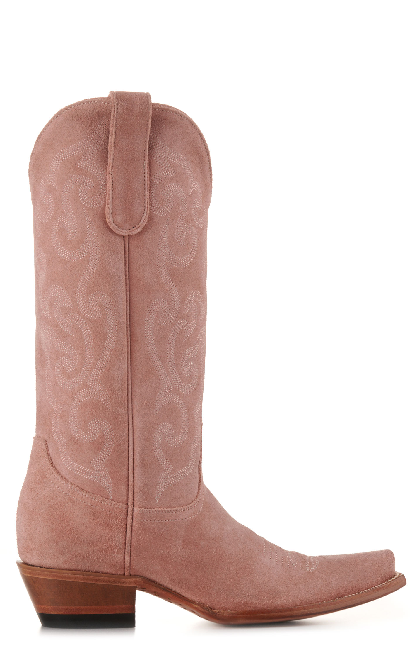 Cavender’s Women’s Suede Pink with Tonal Embroidery Snip Toe Cowboy Boots  - Image 1