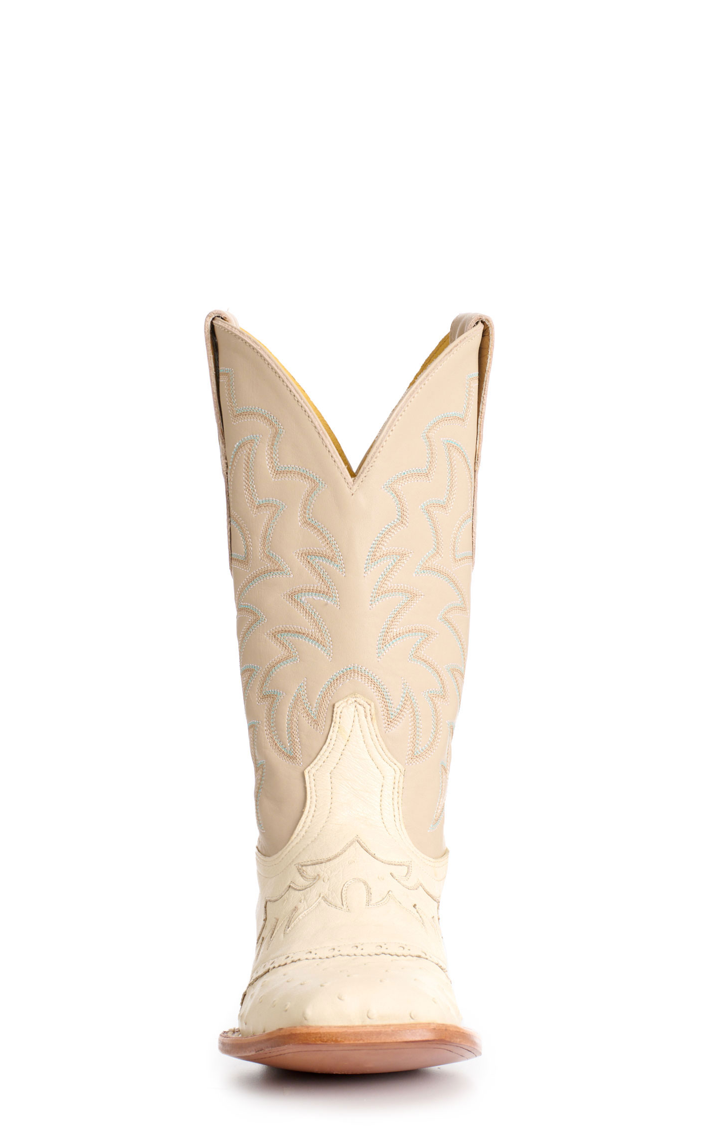 Cavender’s Women's Ivory Ostrich Wide Square Toe Horseman Boots - Image 1