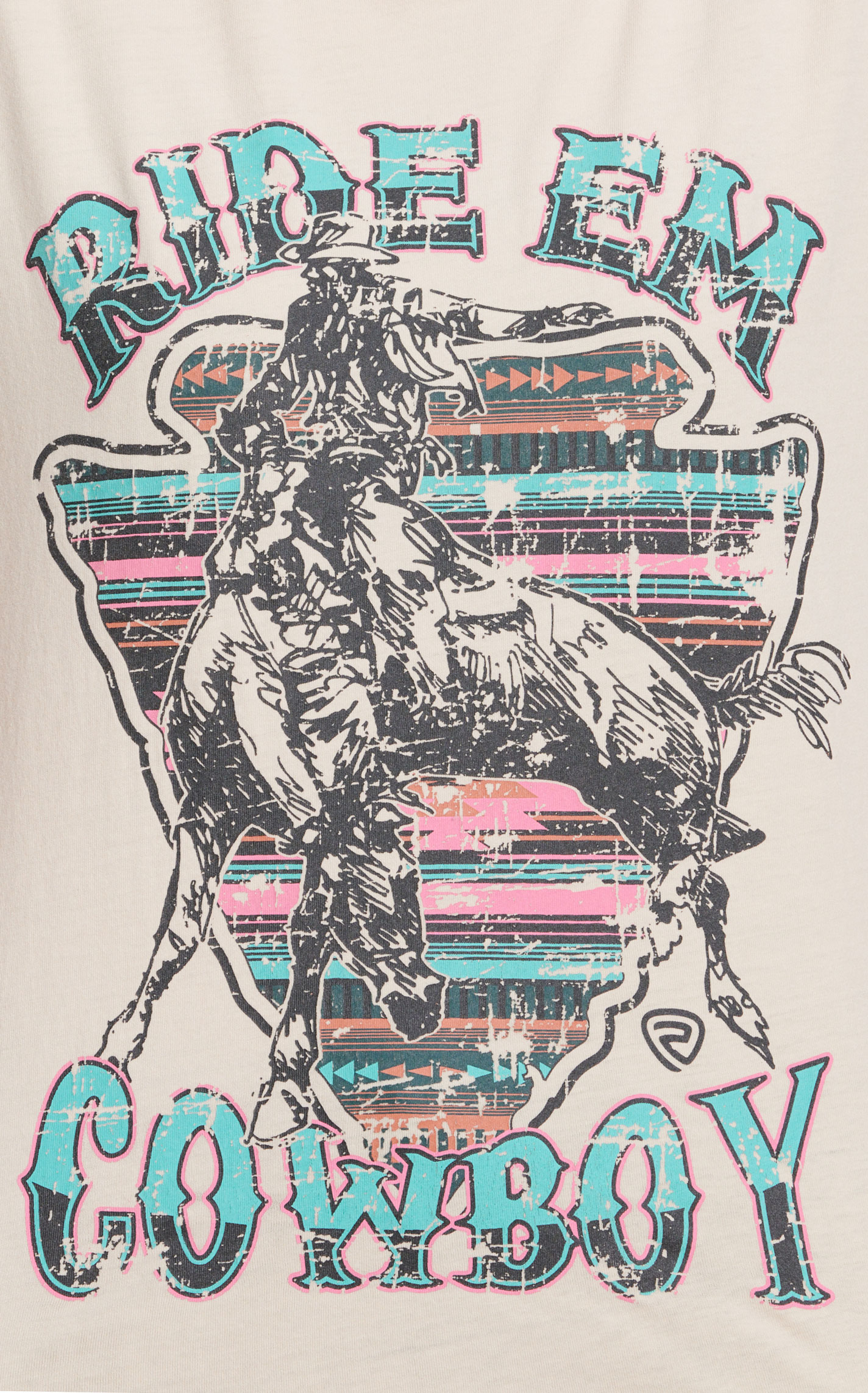 Rock & Roll Denim Latte Ride Em Cowboy Graphic T-Shirt - Image 1