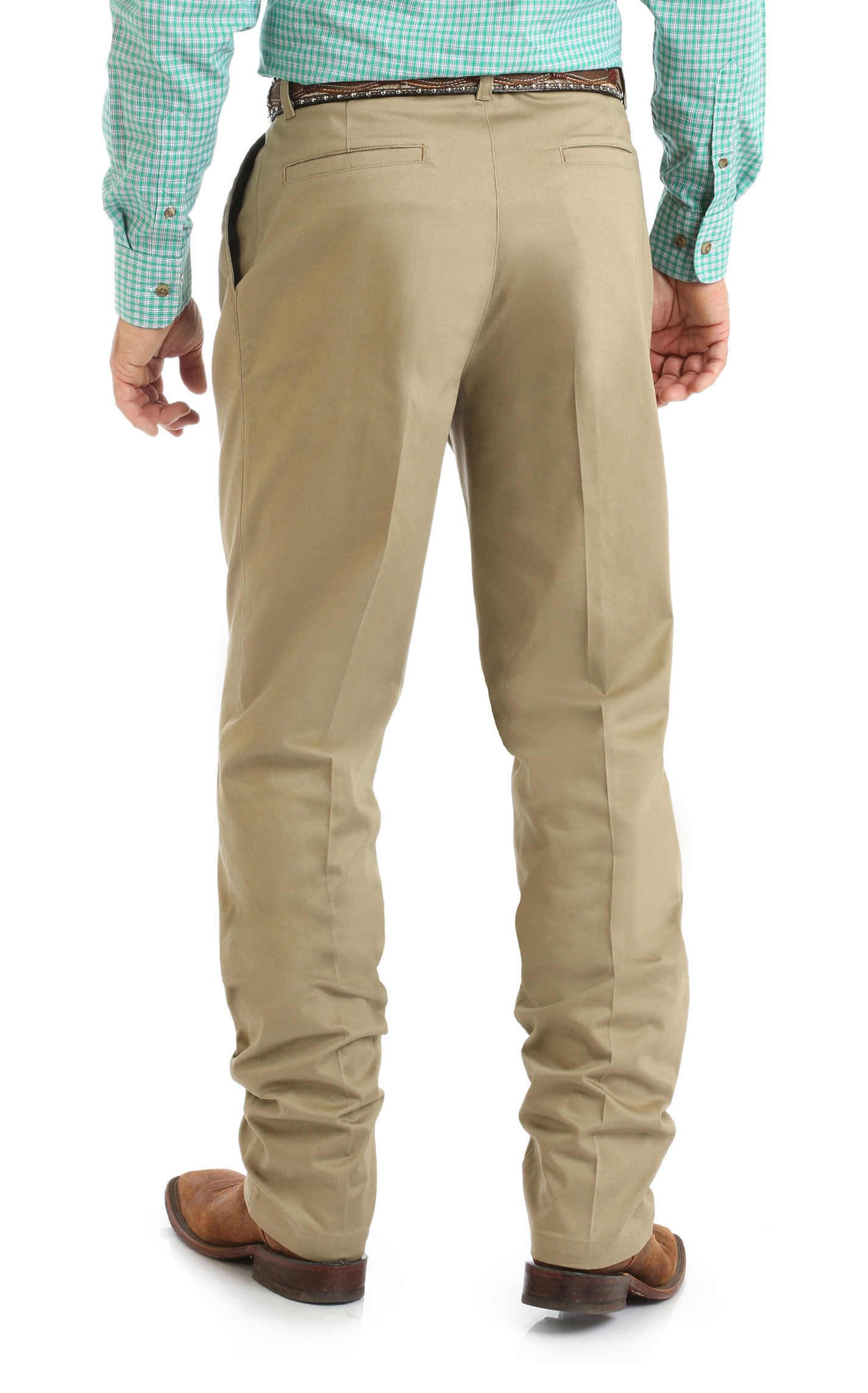 Wrangler Men's Khaki Pleated Front Relaxed Fit Wrinkle Resistant Casual Pants - Image 1
