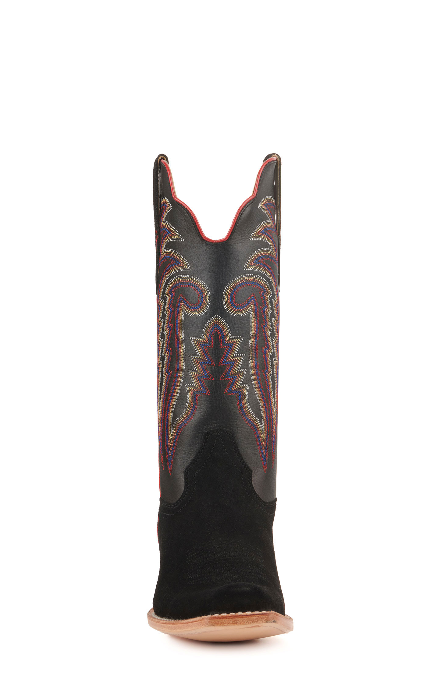 R Watson Men's Black Rough Out and Black Punchy Square Toe Cowboy Boots - Image 1
