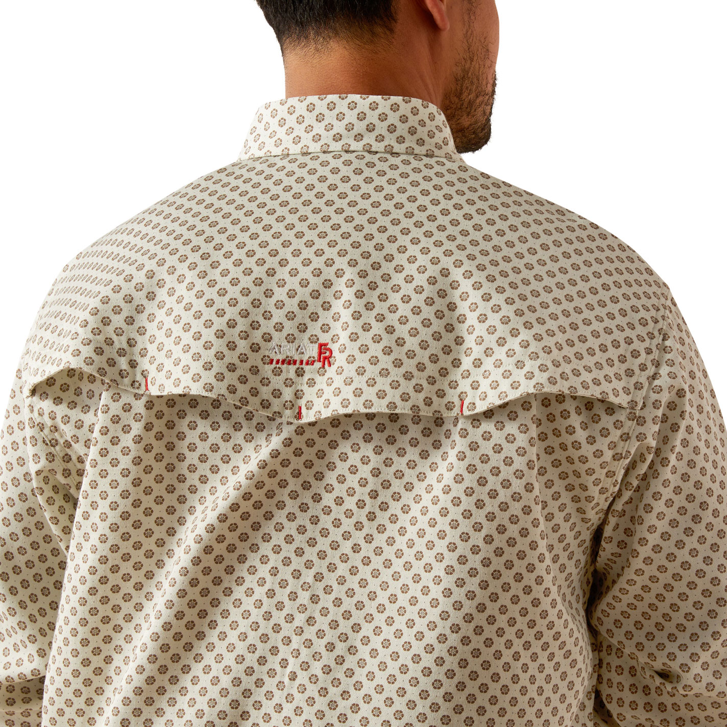 Ariat Men's Vented Cream Geo FR Work Shirt - Image 3