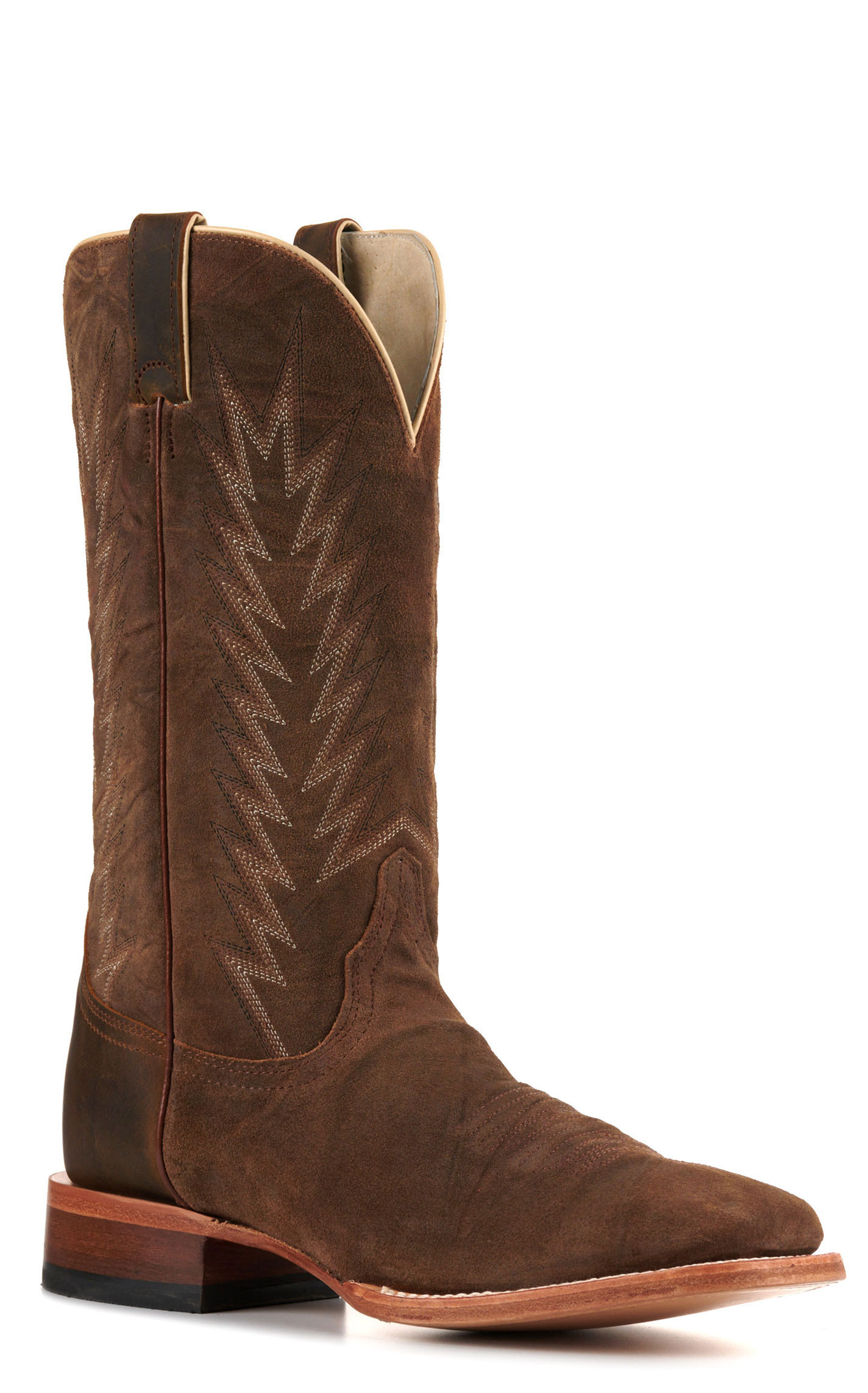 Justin Men's Hombre Clay Brown Roughout Wide Square Toe Cowboy Boots - Image 1
