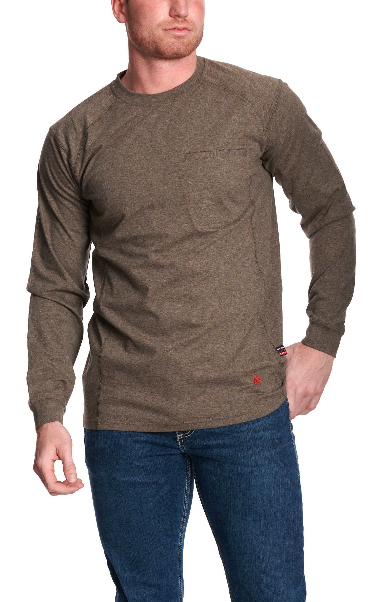 Forge Men's Chocolate Light Weight FR Work T-Shirt - Image 1