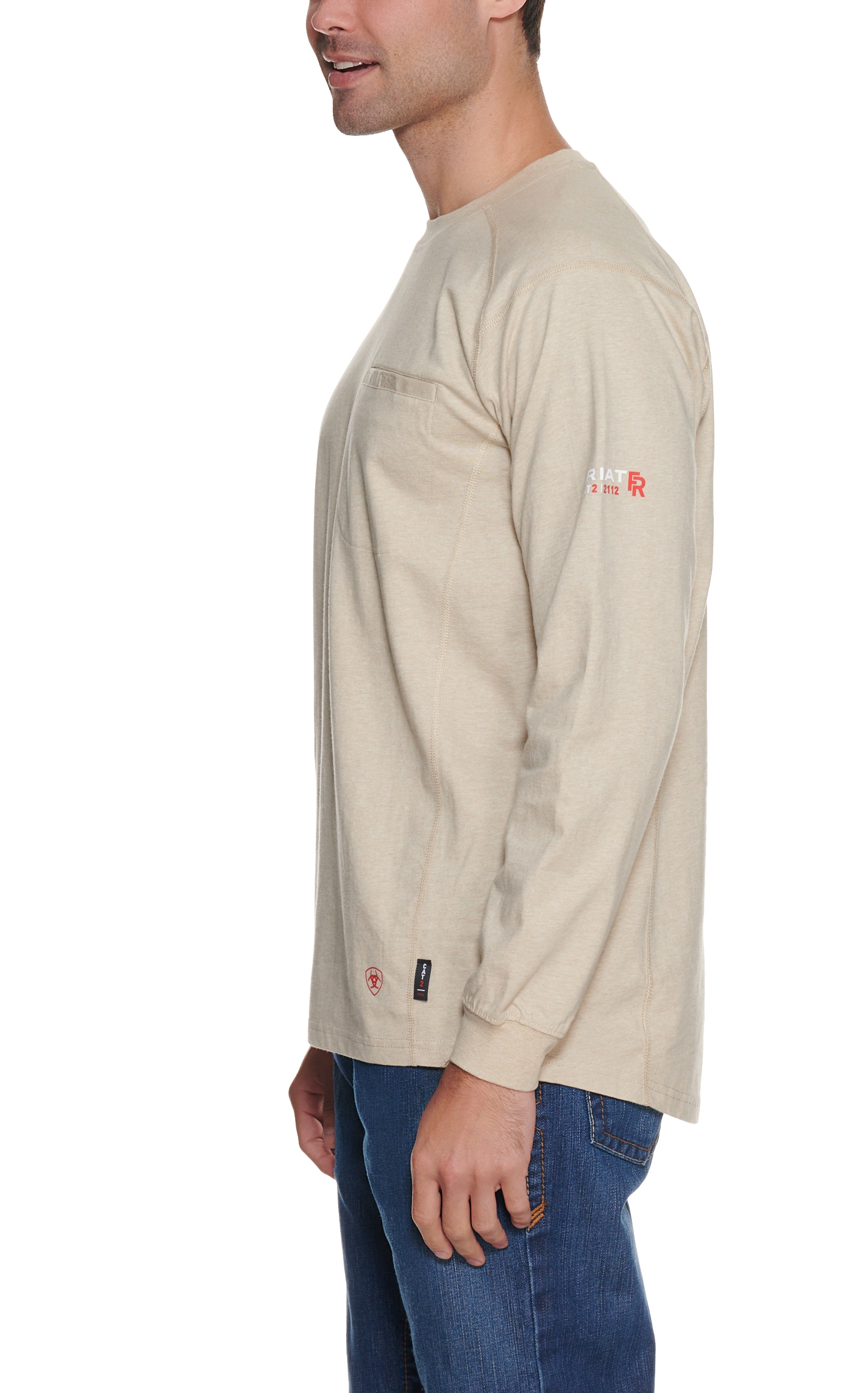 Ariat Men's Sand Air Crew Long Sleeve FR Work Shirt - Image 1