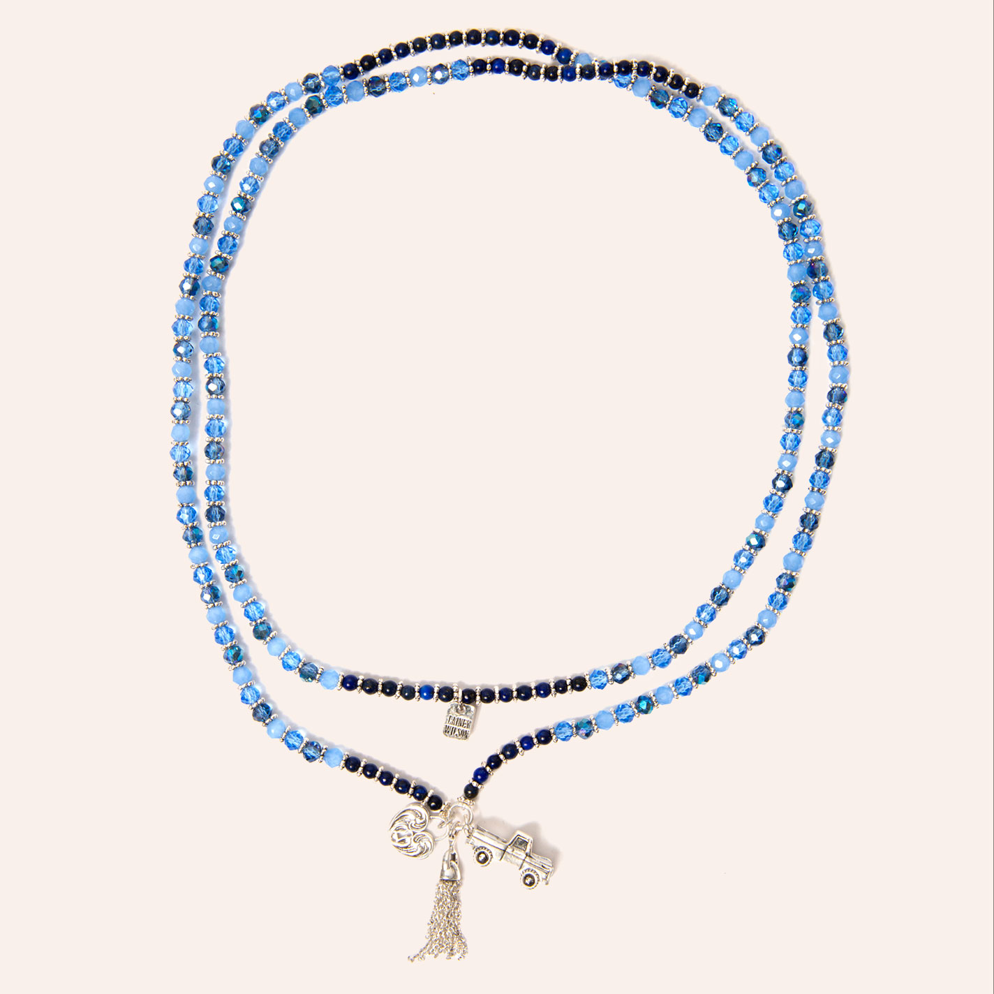 Lainey Wilson Silver & Blue Beaded Convertible Necklace Bracelet - Image 1