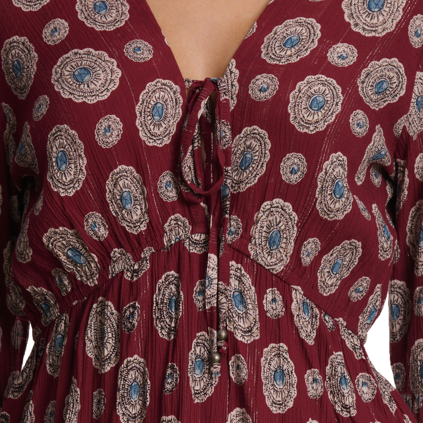 Rockin C Women's Burgundy Concho Print Top - Image 1