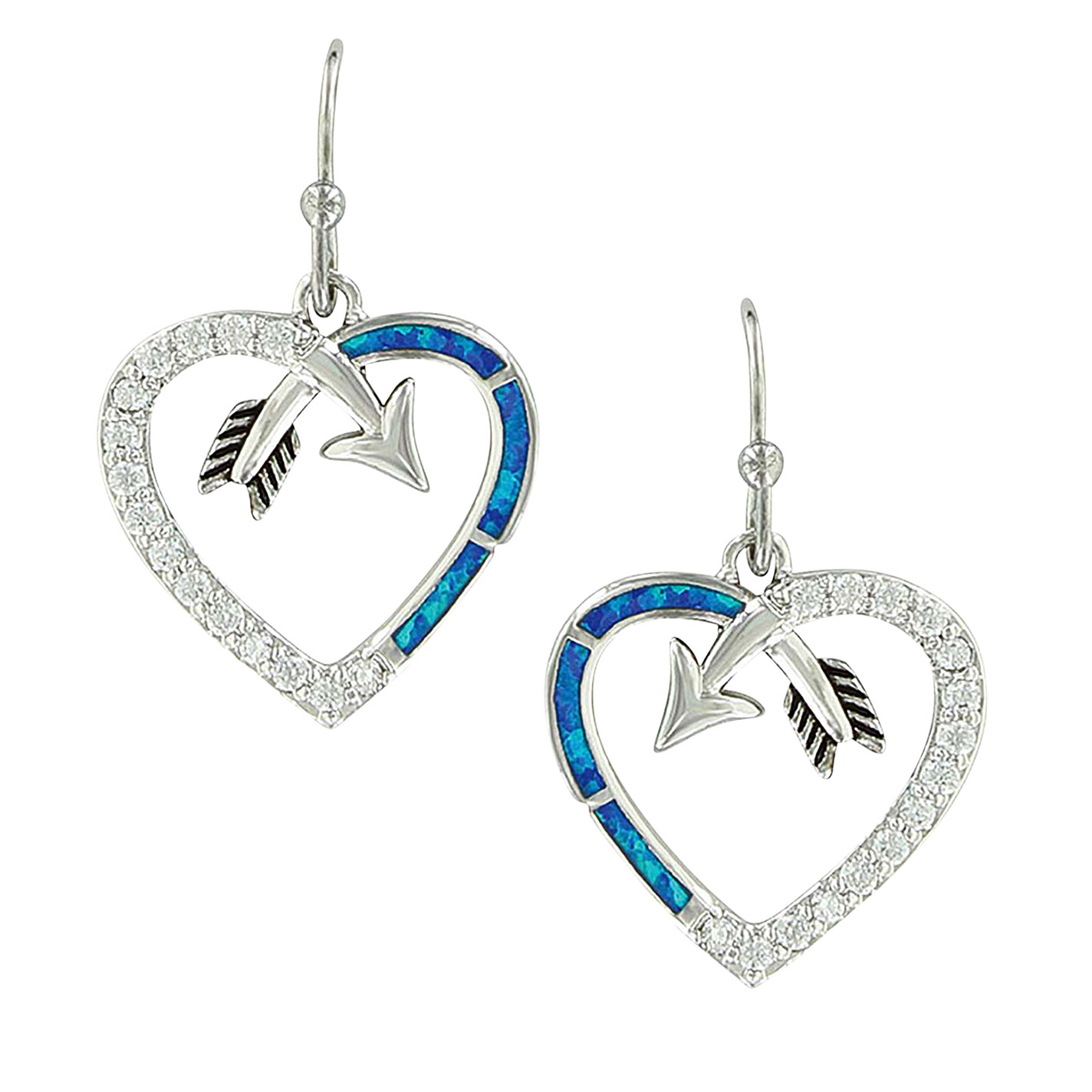 Montana Silversmiths Follow Your Arrow Opal Heart Earrings - Image 1