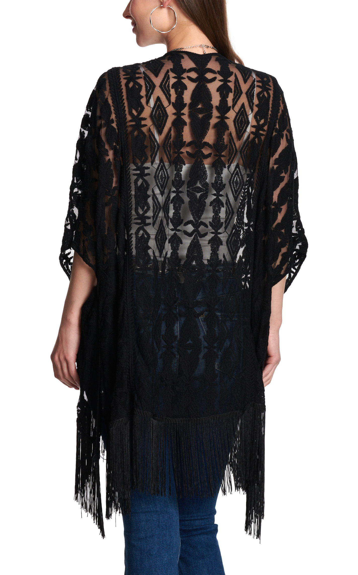 Magnolia Lane Women's Black Aztec Lace Kimono - Image 1
