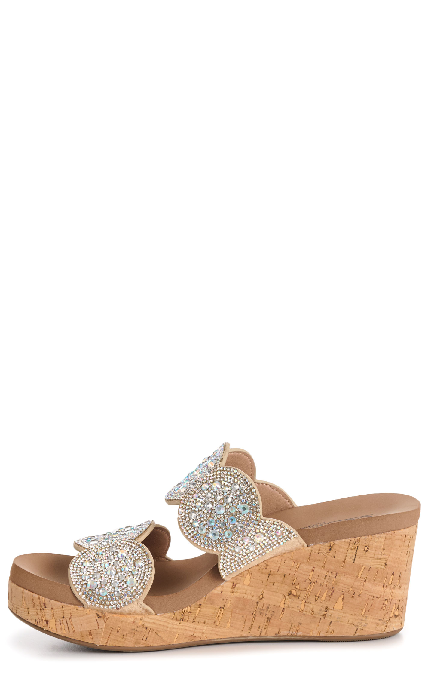 Corky’s Women’s Clear Rhinestone Make A Toast Bling Wedge Slide Sandal - Image 1