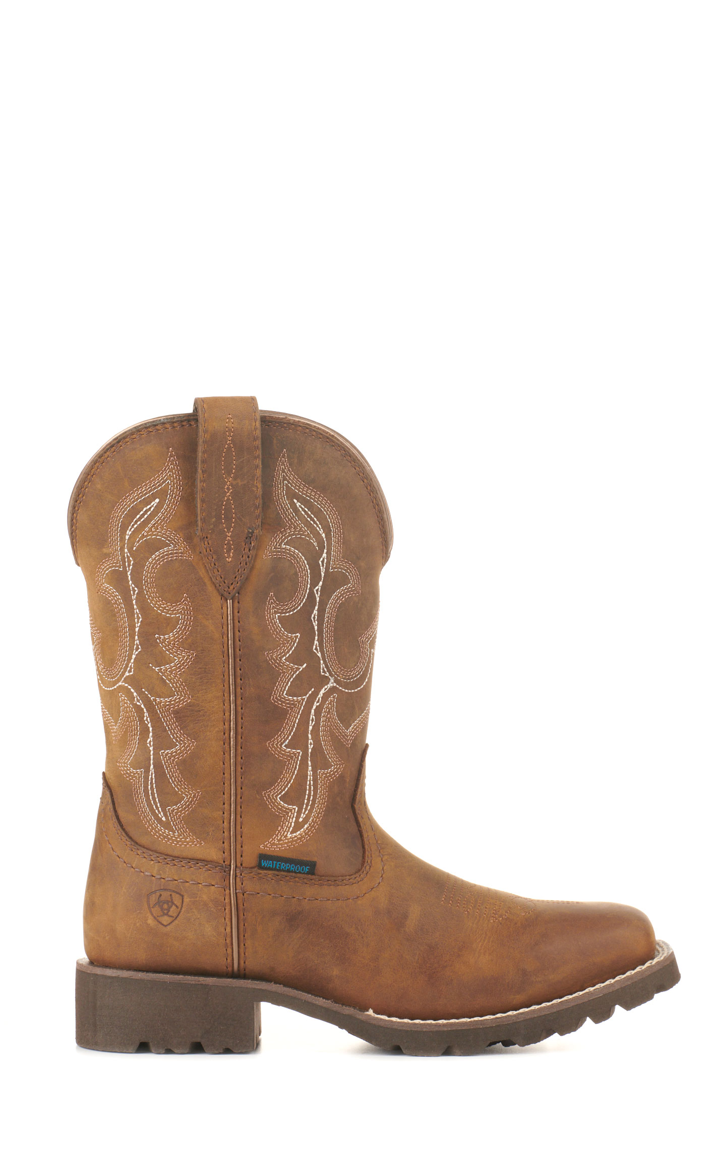 Ariat Women's Unbridled Rancher Oily Distressed Brown Waterproof Wide Square Toe Cowboy Boots - Image 1