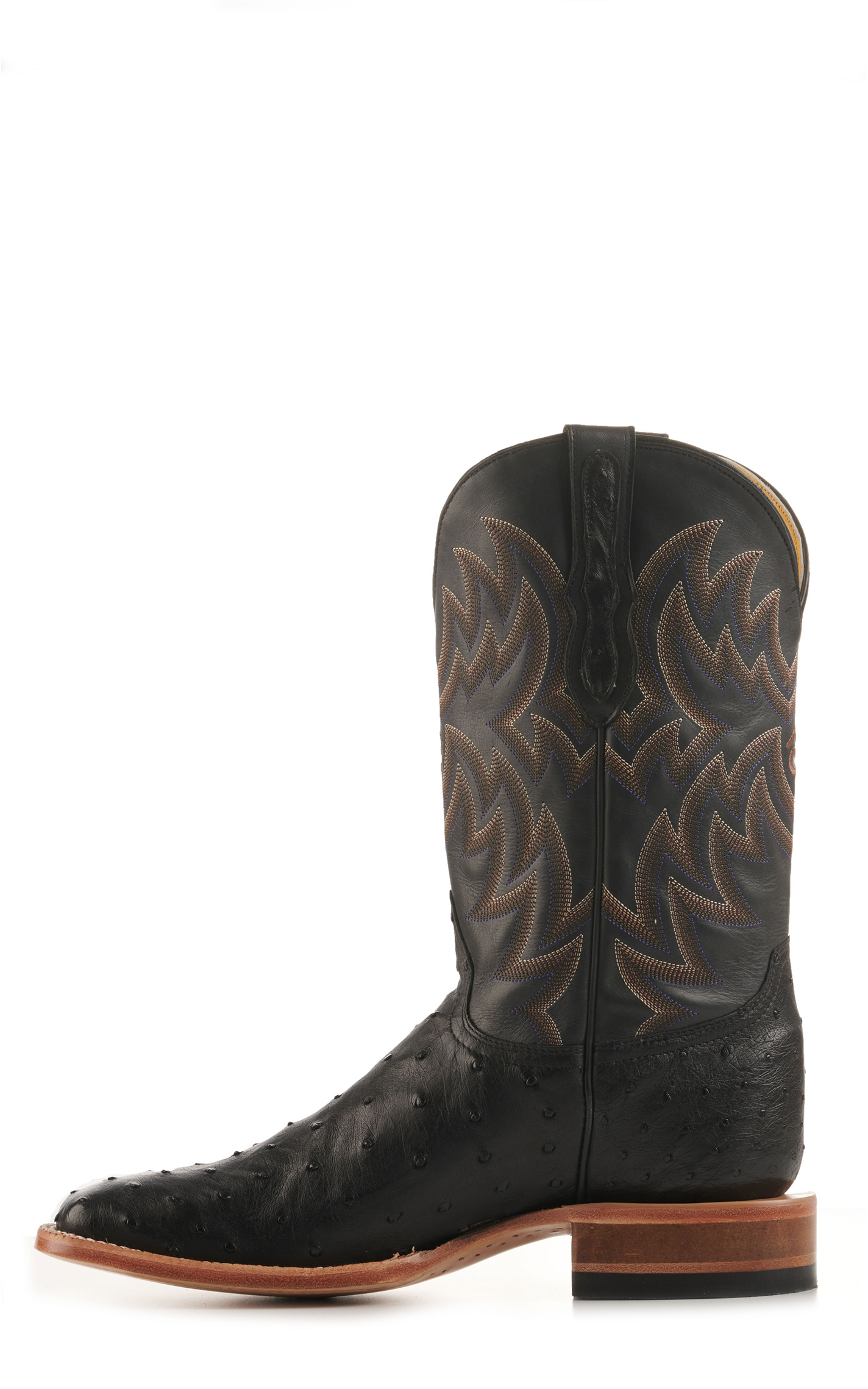 Cavender's Men's Black Full Quill Ostrich Rafter C Wide Square Toe Exotic Cowboy Boots - Image 1
