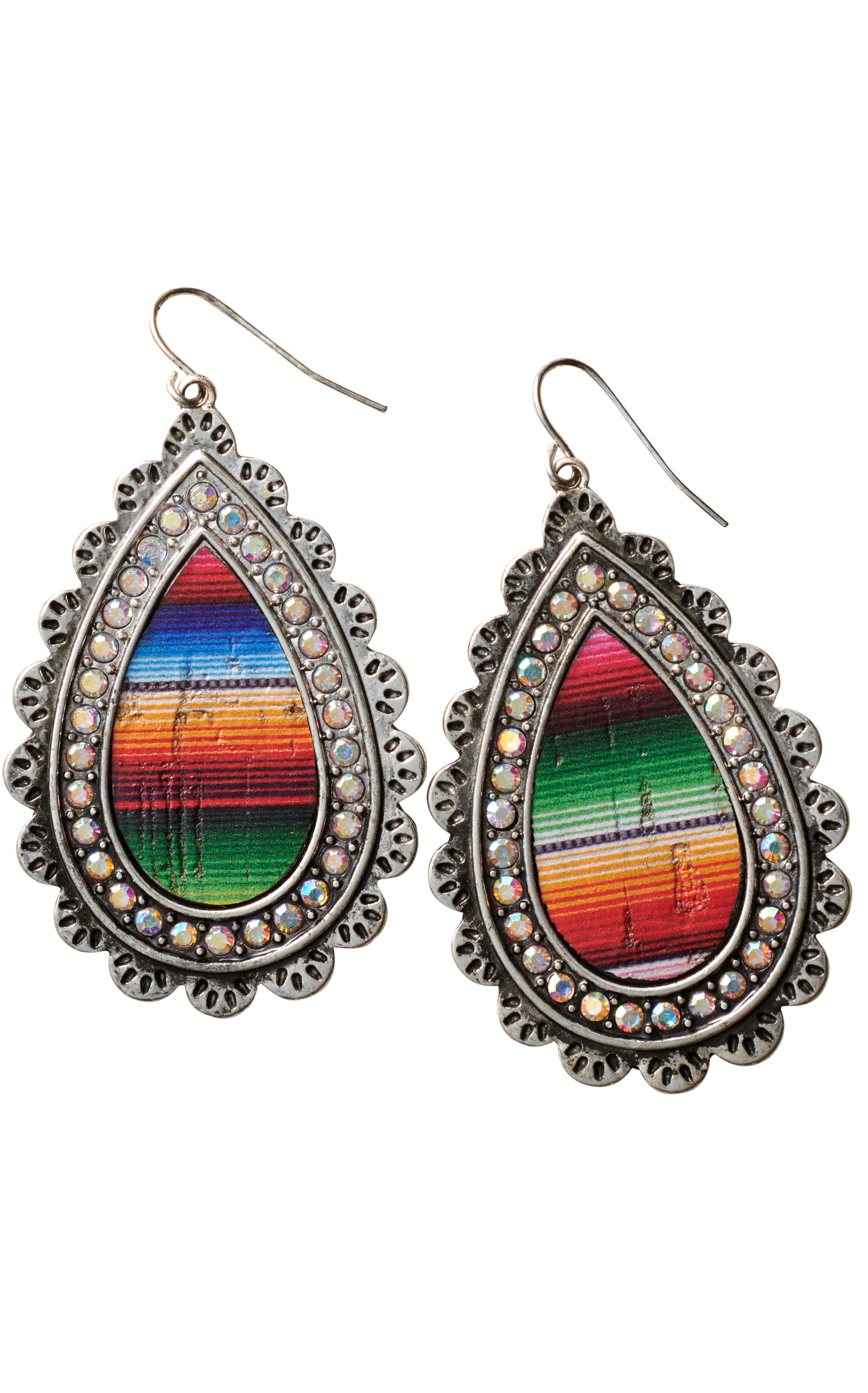 806 by Pink Panache Silver Scallop & Serape Teardrop Earrings - Image 1