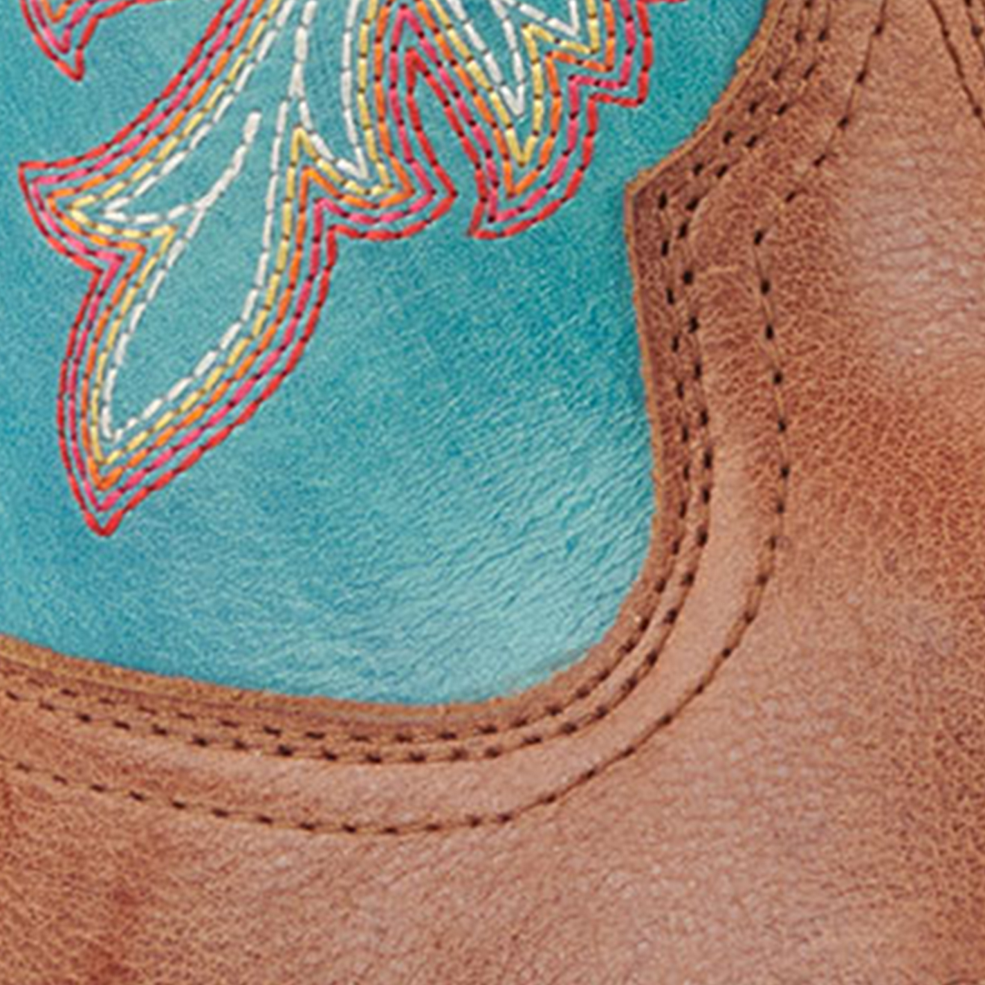 Ariat Women's Round Up Buff Brown and Blue StretchFit Wide Square Toe Cowboy Boots - Image 1