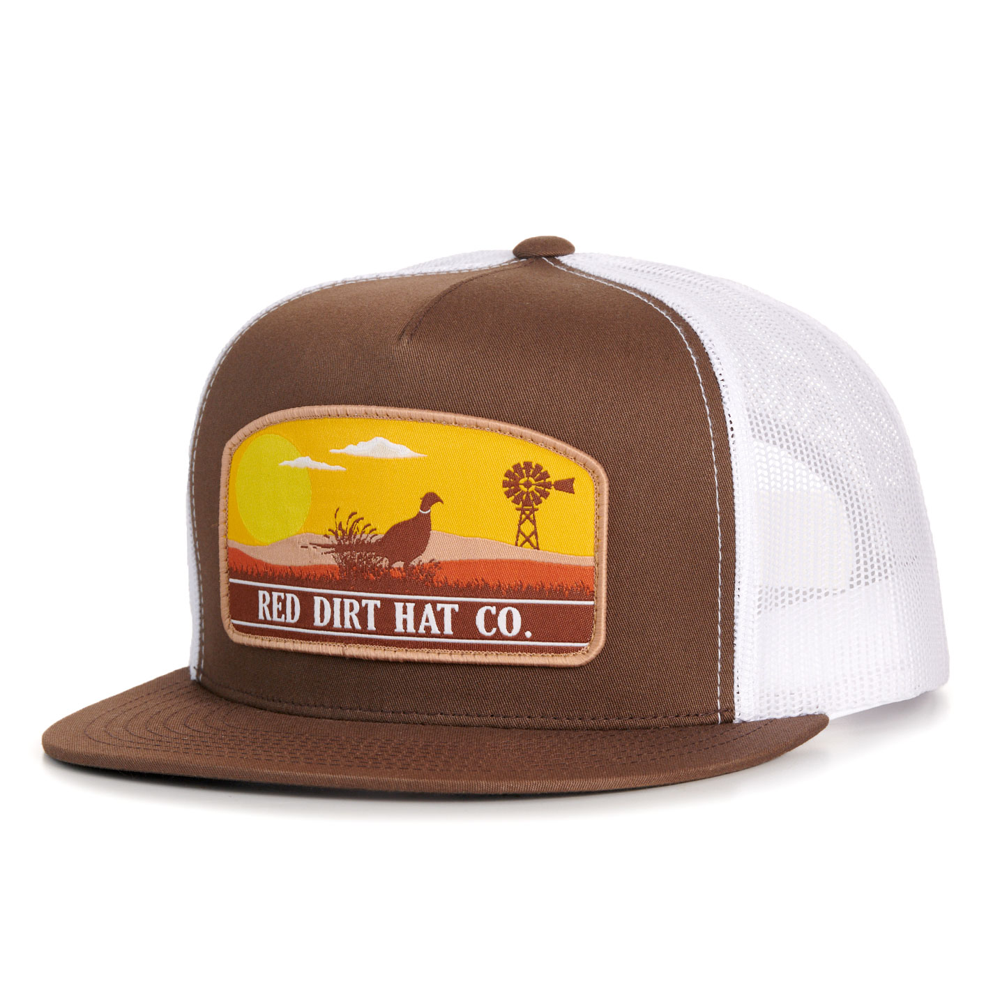 Red Dirt Hat Co. Brown & White Open Plains Flat Bill Cap - Image 1
