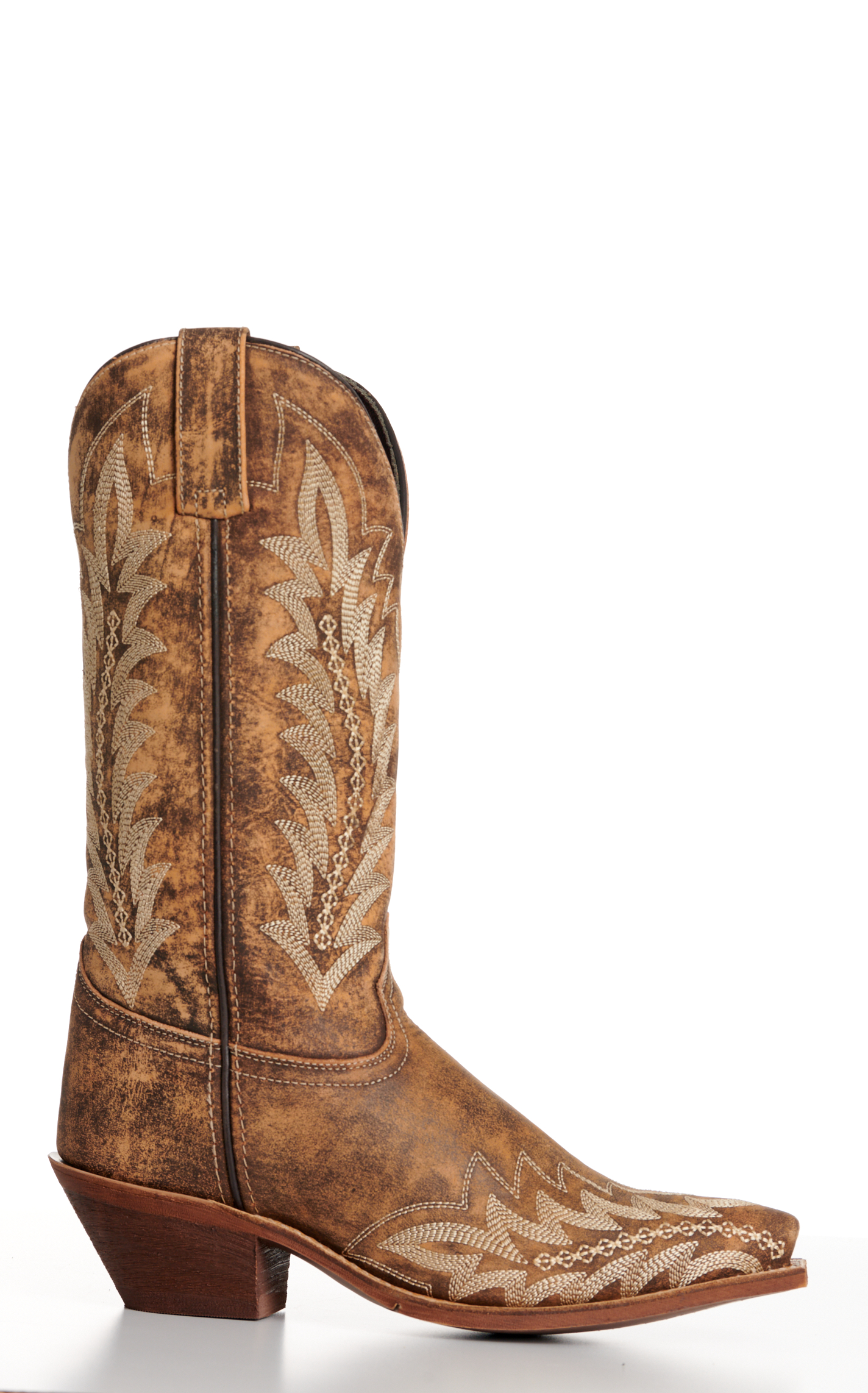Laredo Women's Emmylee Distressed Tan Snip Toe Cowboy Boots - Image 1