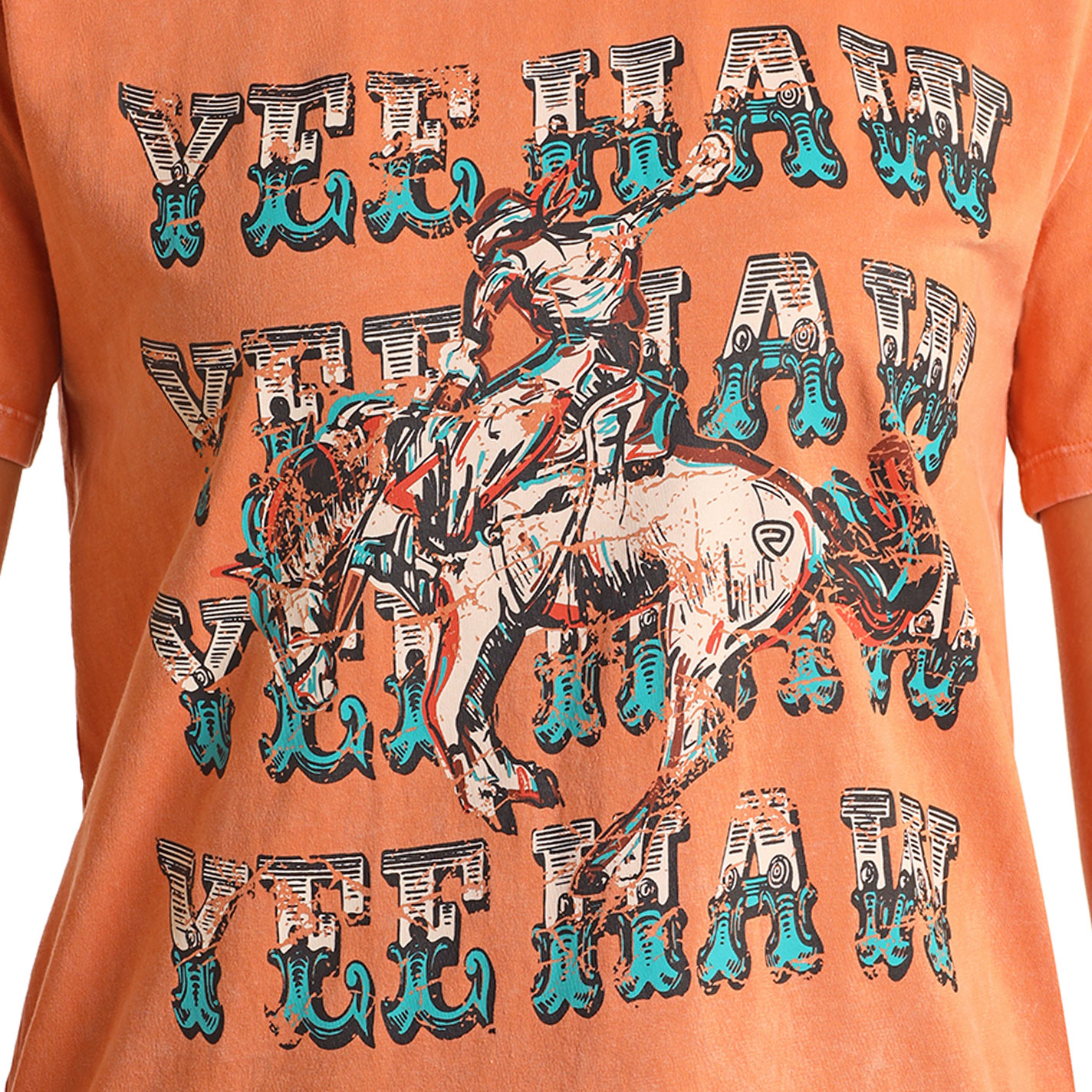 Rock & Roll Denim Women's Tangerine YEEHAW Graphic T-Shirt - Image 1