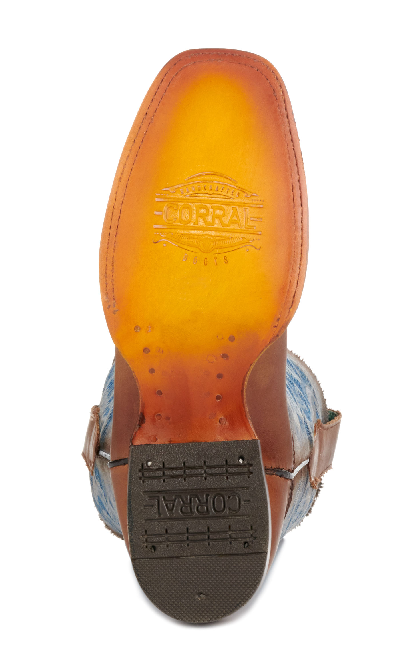 Corral Women's Light Denim and Saddle Brown Square Toe Cowboy Boots - Image 1