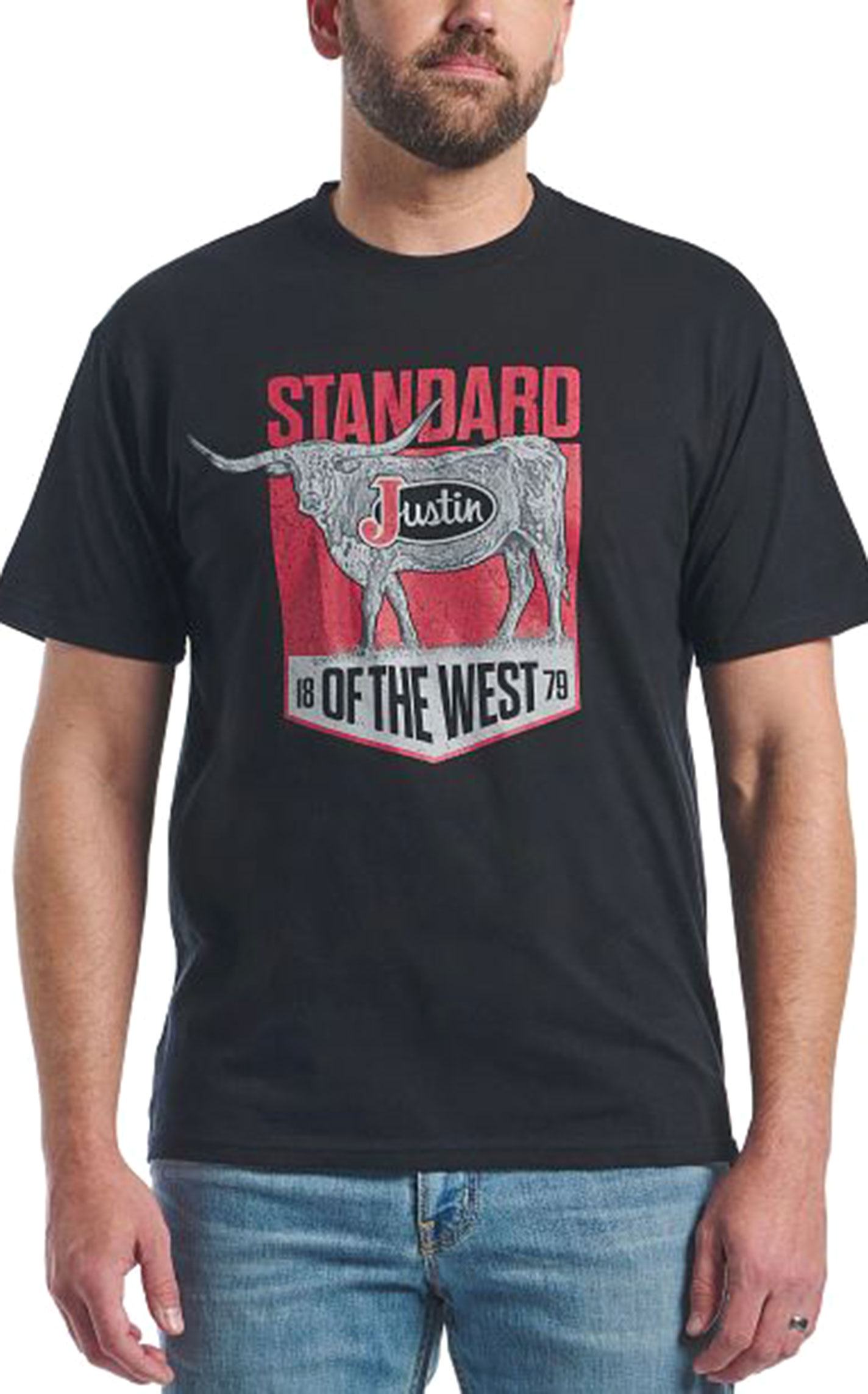 Justin Men's Black Standard of the West Logo Graphic T-Shirt - Image 1