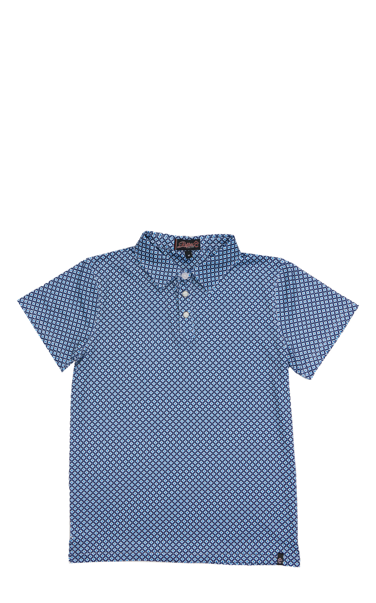 Rafter C Boy's Navy Geo Print Polo Shirt - Image 1