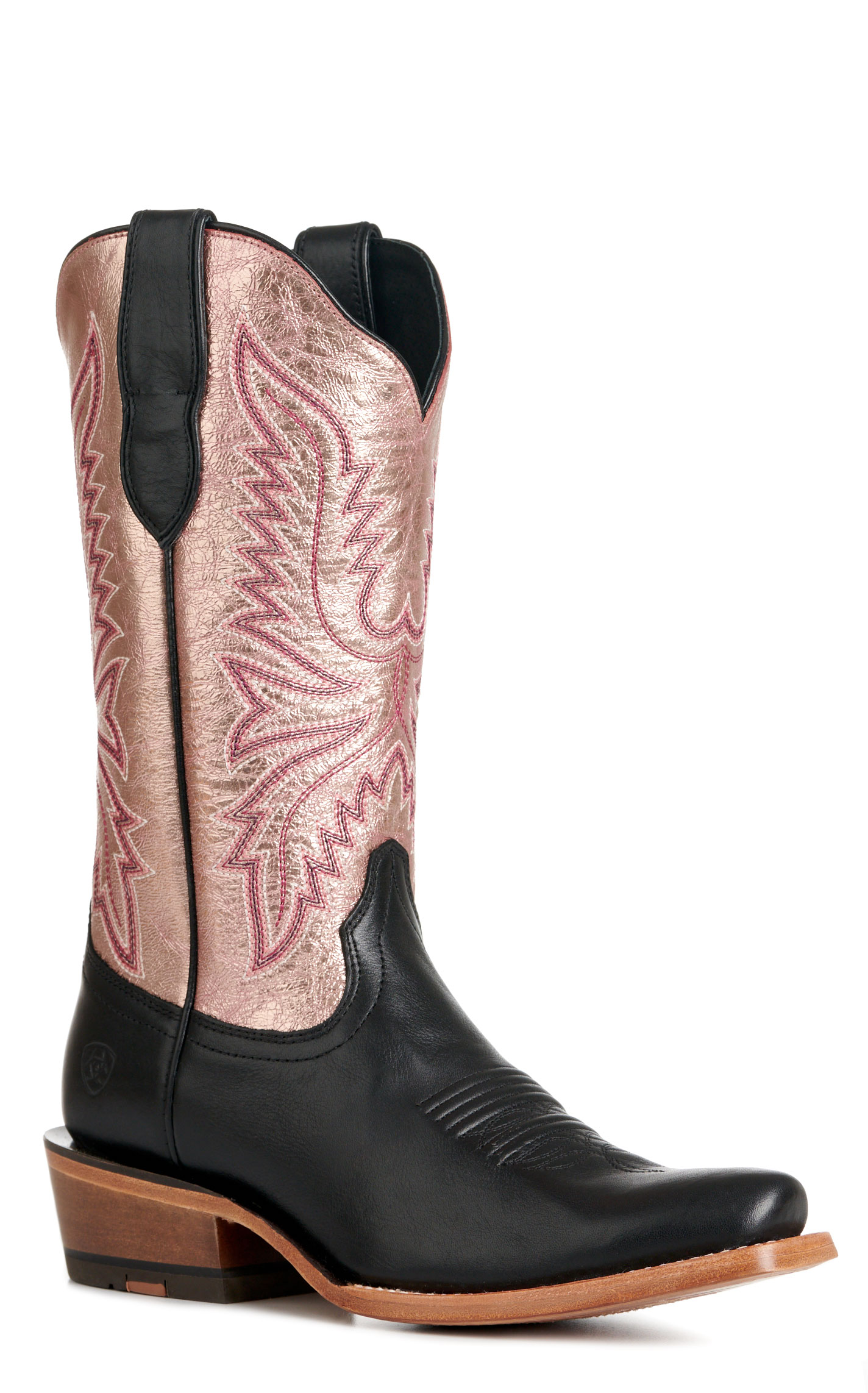 Ariat Women's Futurity Flash Black and Metallic Rose Gold Punchy Square Toe Cowboy Boots - Image 1