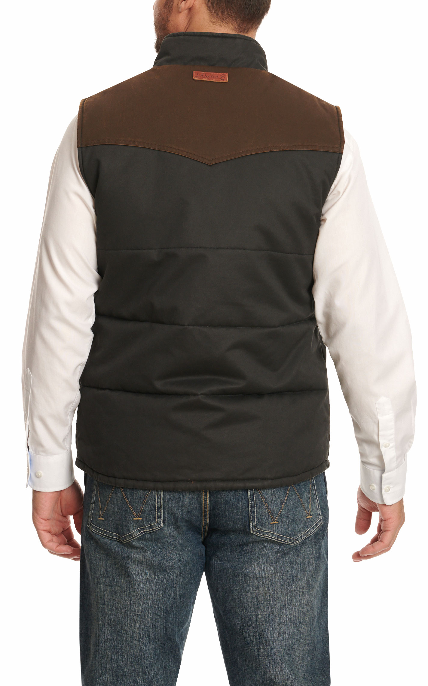 Rafter C Men's Two-Toned Hickory & Walnut Puff Western Vest - Image 1