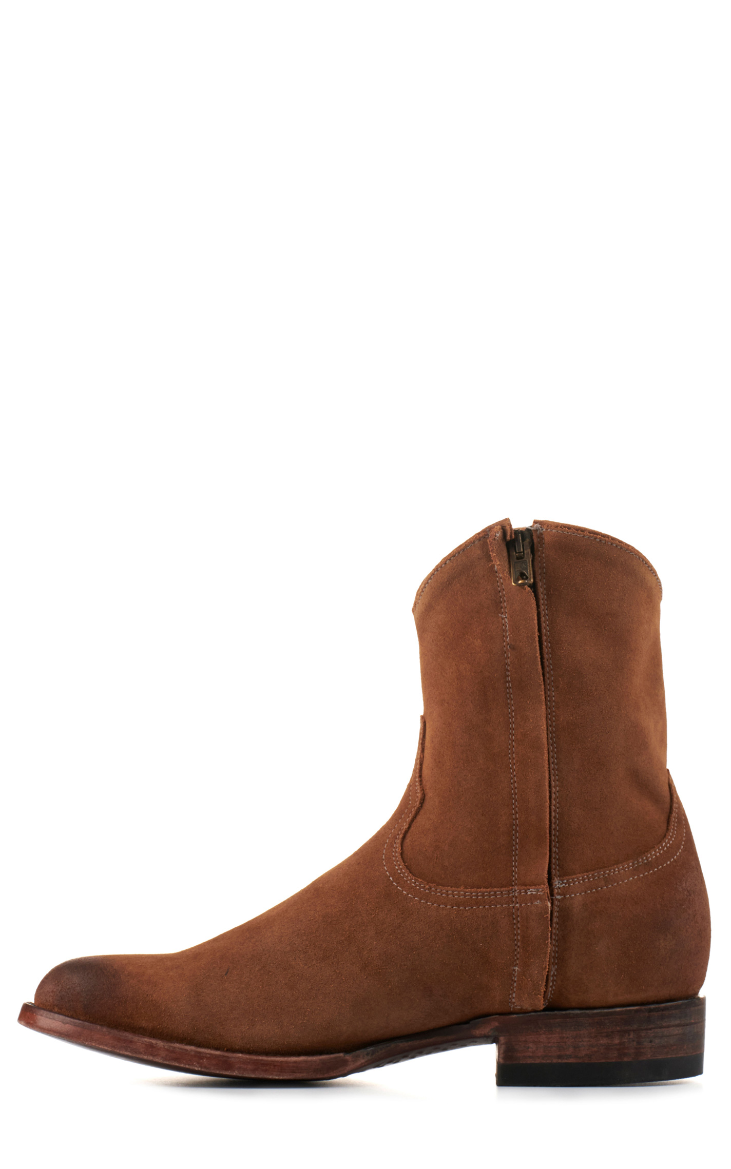 JRC & Sons Men's Winston Water Resistant Suede Leather Roper Toe Zip Cowboy Boot in Tan - Image 1