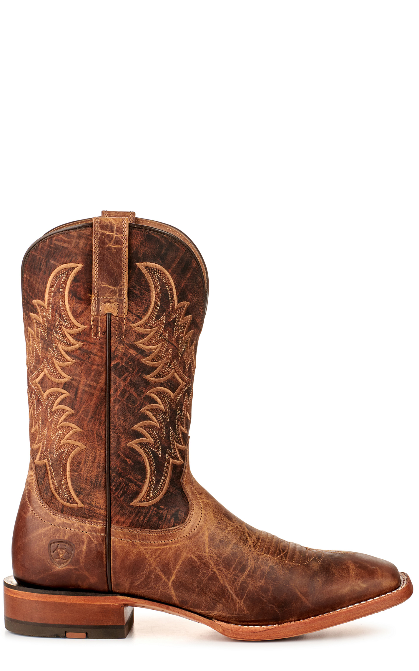Ariat Men's Point Ryder Dry Creek Tan with Burnt Brown Wide Square Toe Cowboy Boots - Image 1