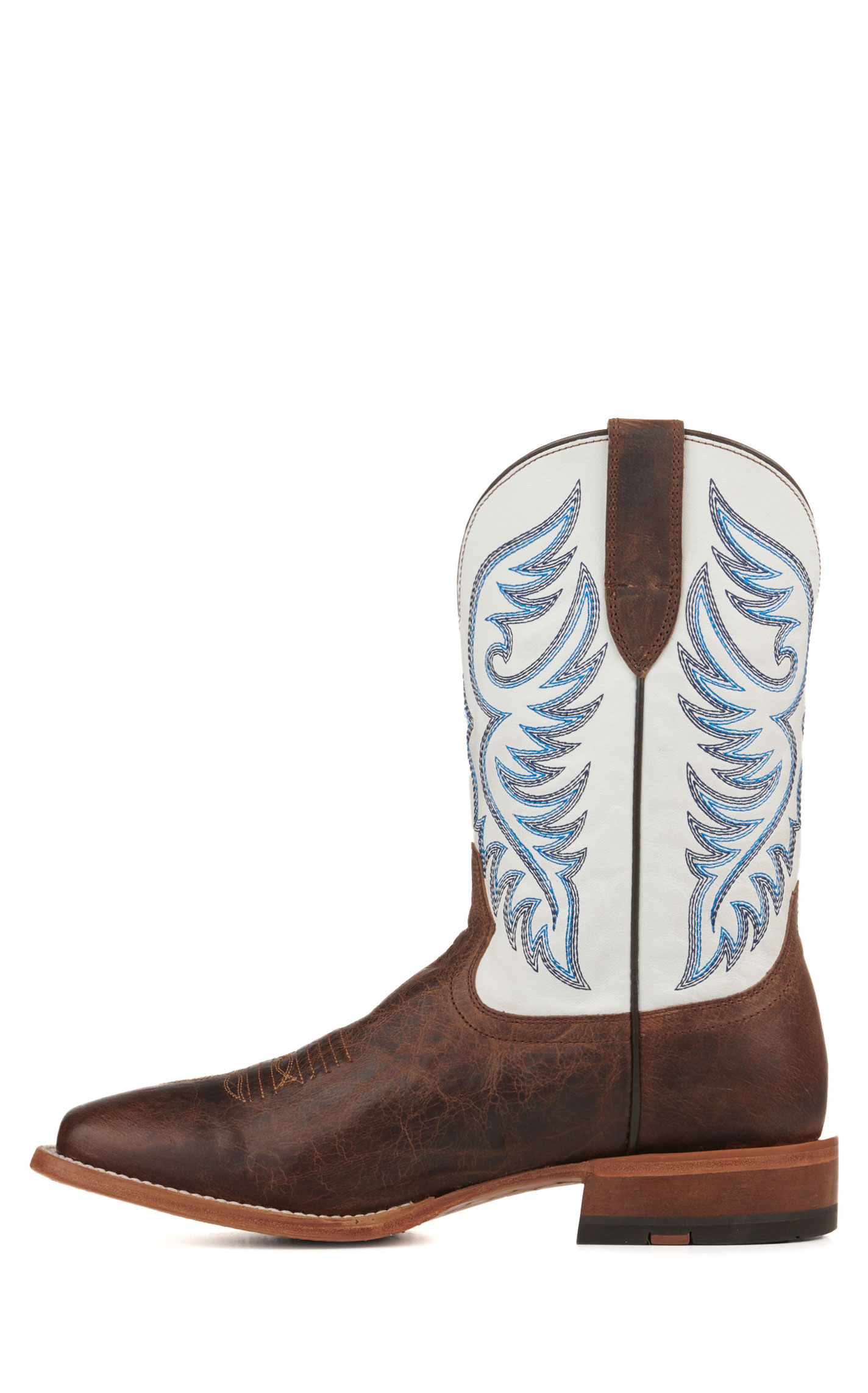 Ariat Men's Wiley Pecan Brown and Coastal Cream TekStep Wide Square Toe Cowboy Boots - Image 1