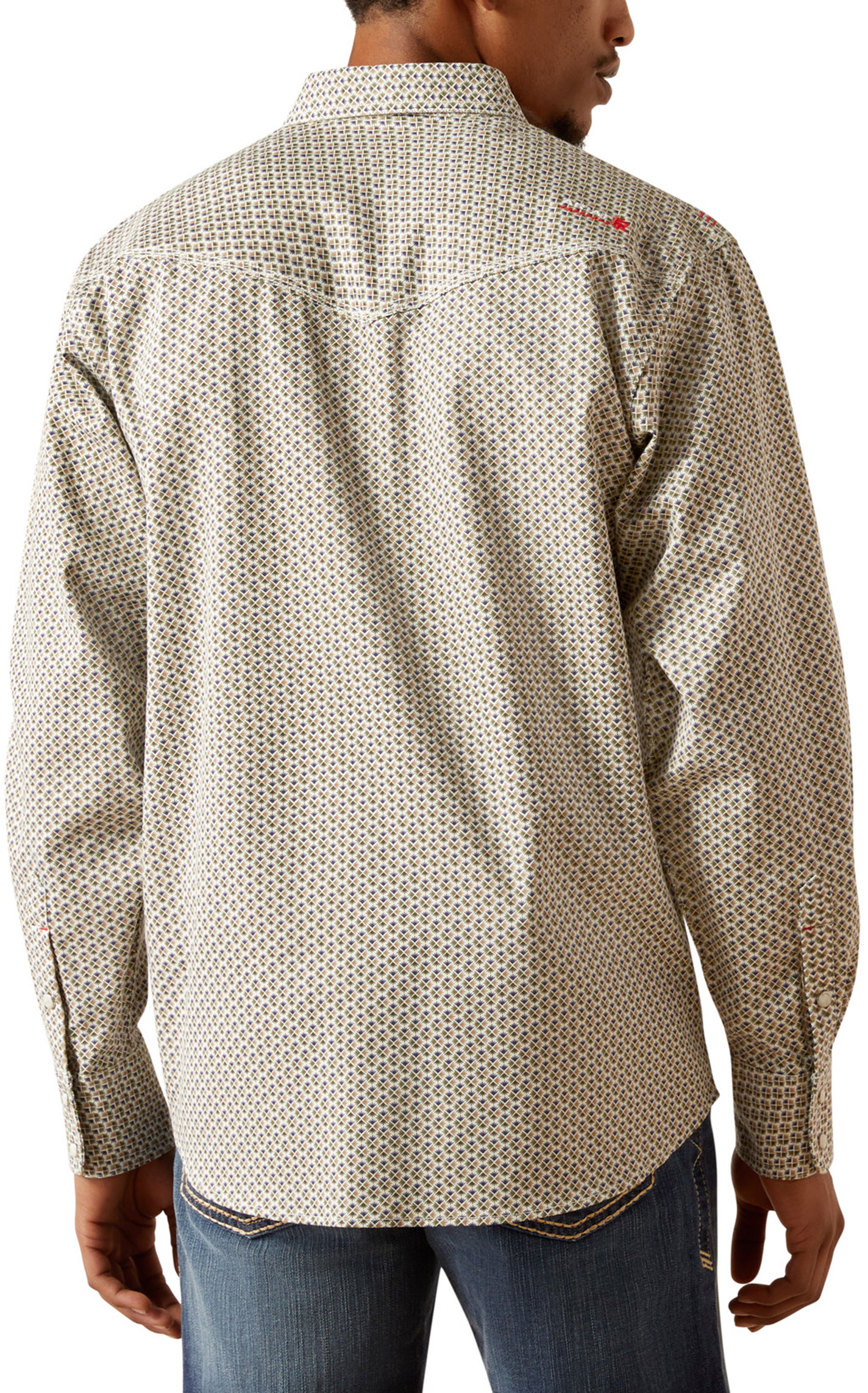 Ariat Men's Venice Olive & Marigold Geo FR Work Shirt - Image 1