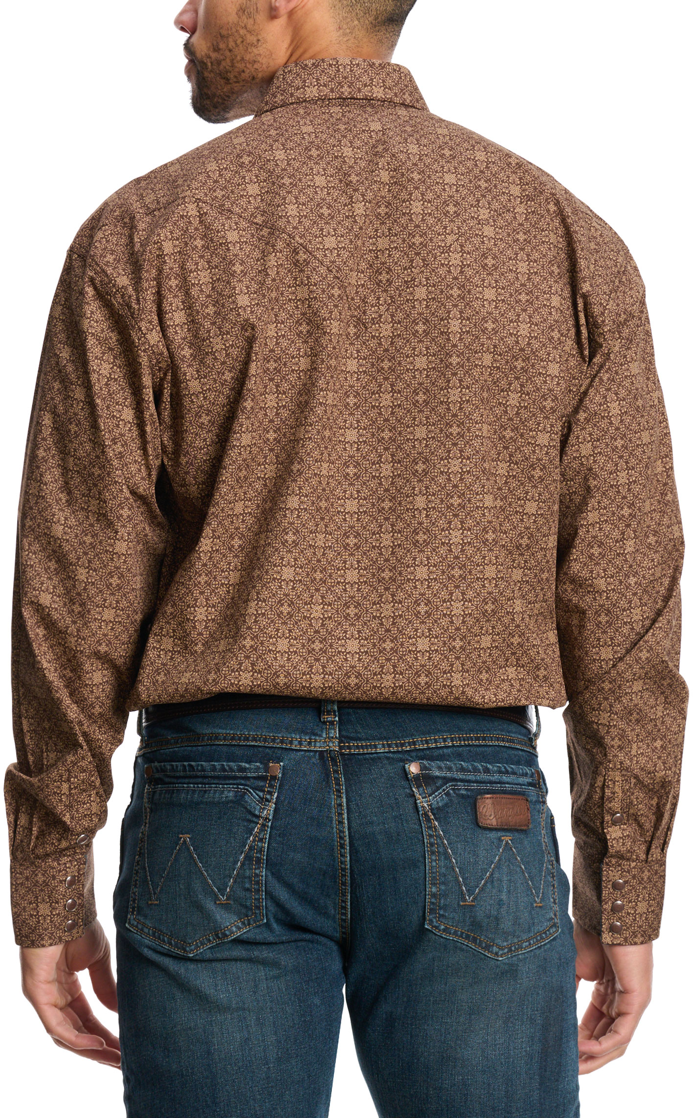 Stetson Men's Coffee & Chocolate Geo Western Shirt - Image 1