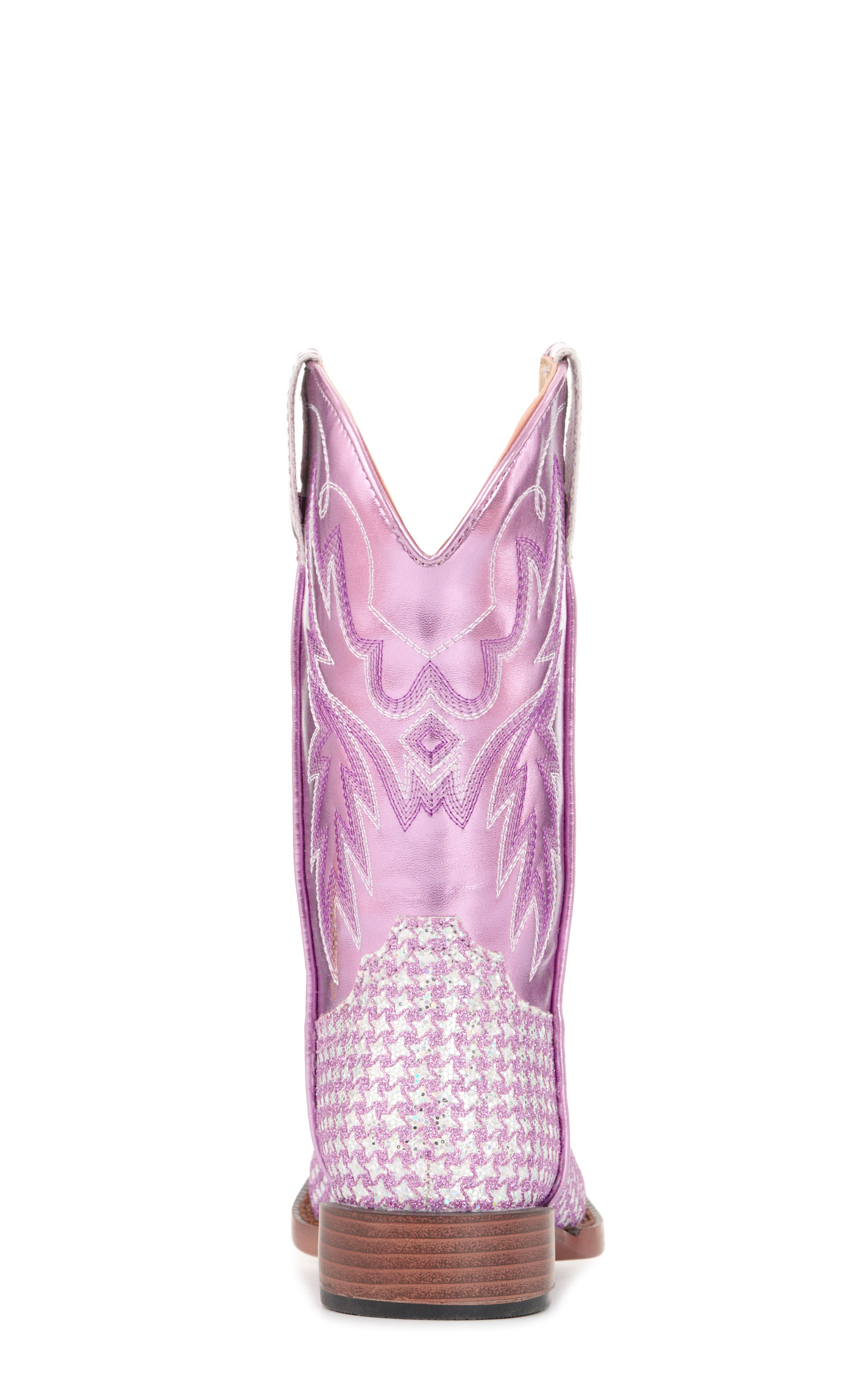 Roper Girls' Glitter Glam Metallic Purple Checkered Square Toe Cowboy Boots - Image 1