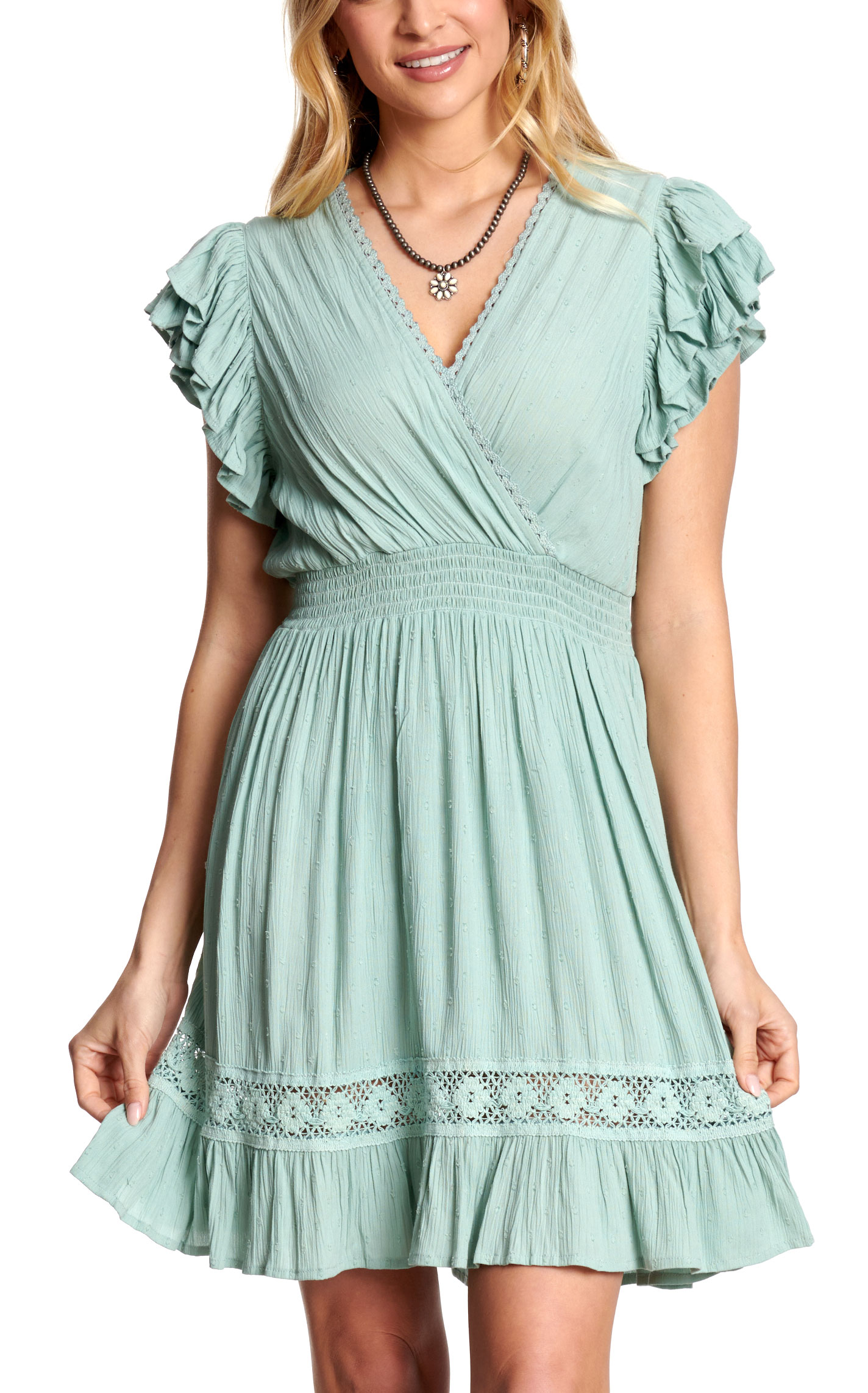 Rockin C Women's Aqua Swiss Dot Dress - Image 1