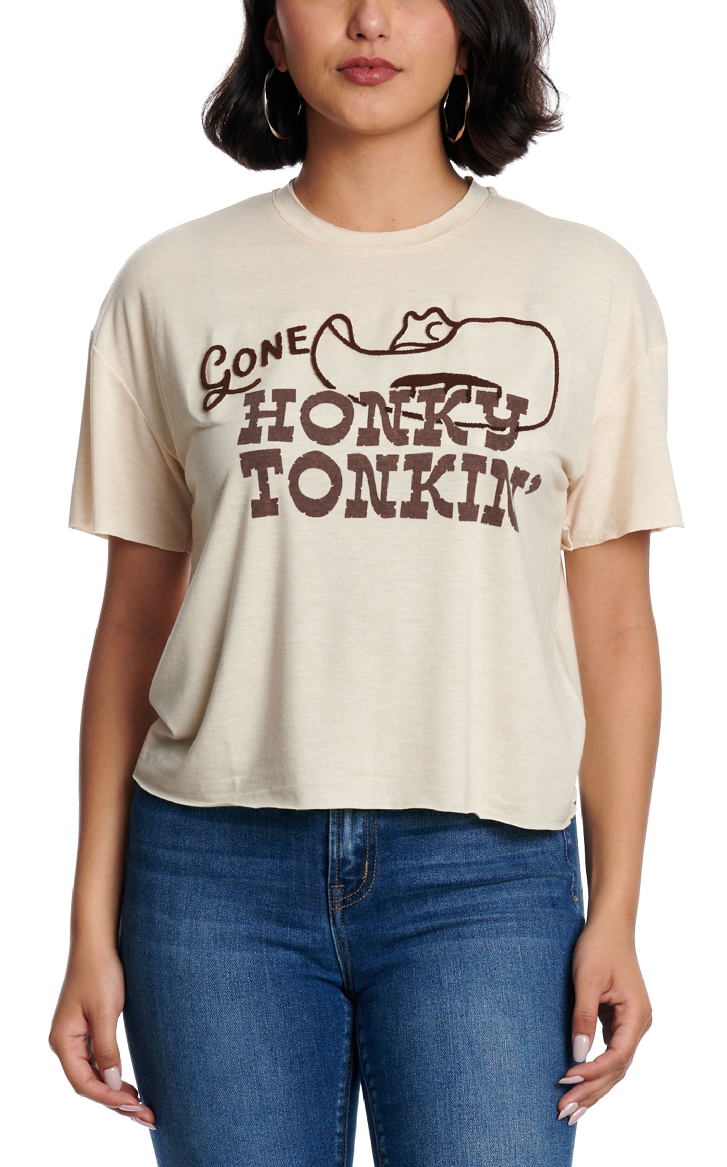 Howdy Hanny Women's Cream Honky Tonk Graphic T-Shirt - Image 1