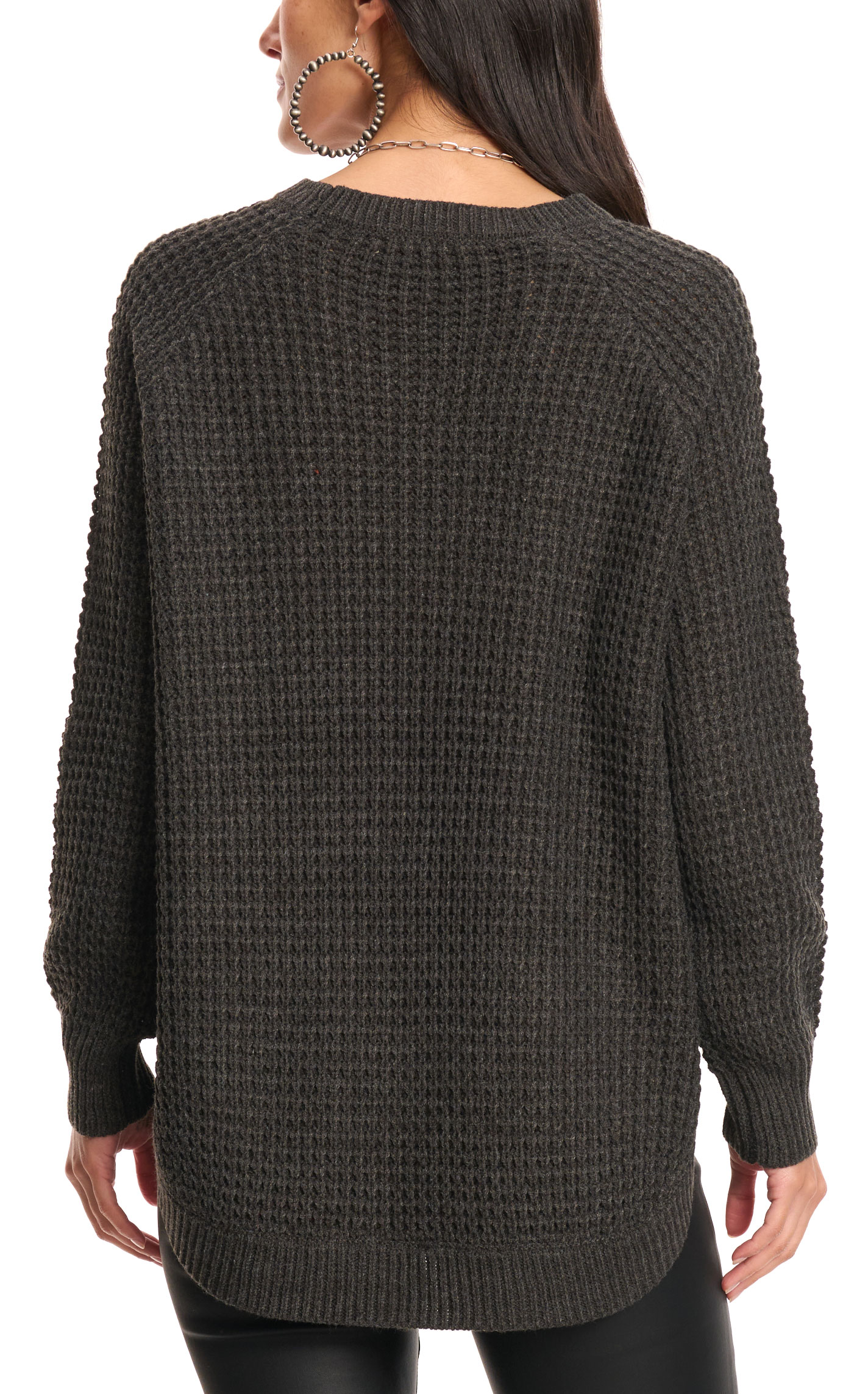 Color FX Women's Charcoal Round Bottom Sweater - Image 1