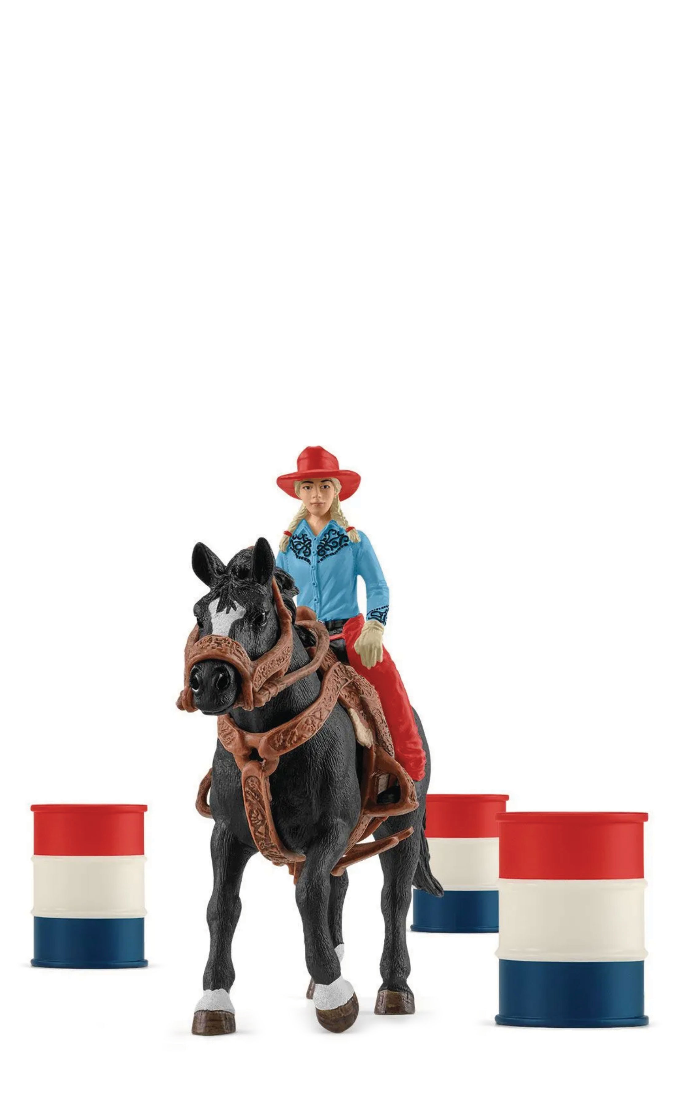 Schleich Farm World Cowgirl Barrel Racing Fun Toy Set - Image 2
