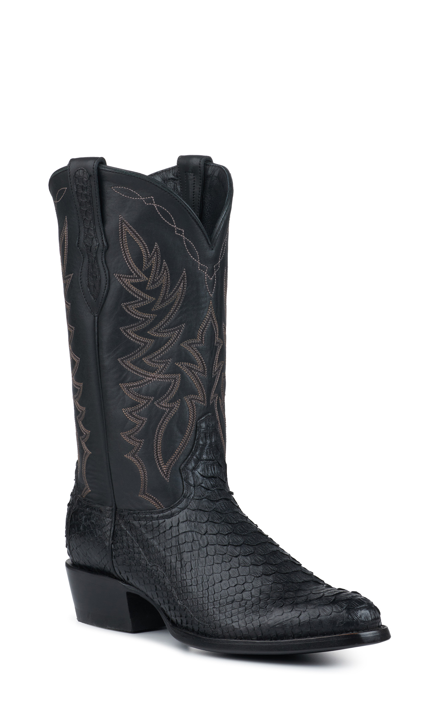 Cavender's Men's Black Python R Toe Exotic Cowboy Boots - Image 1