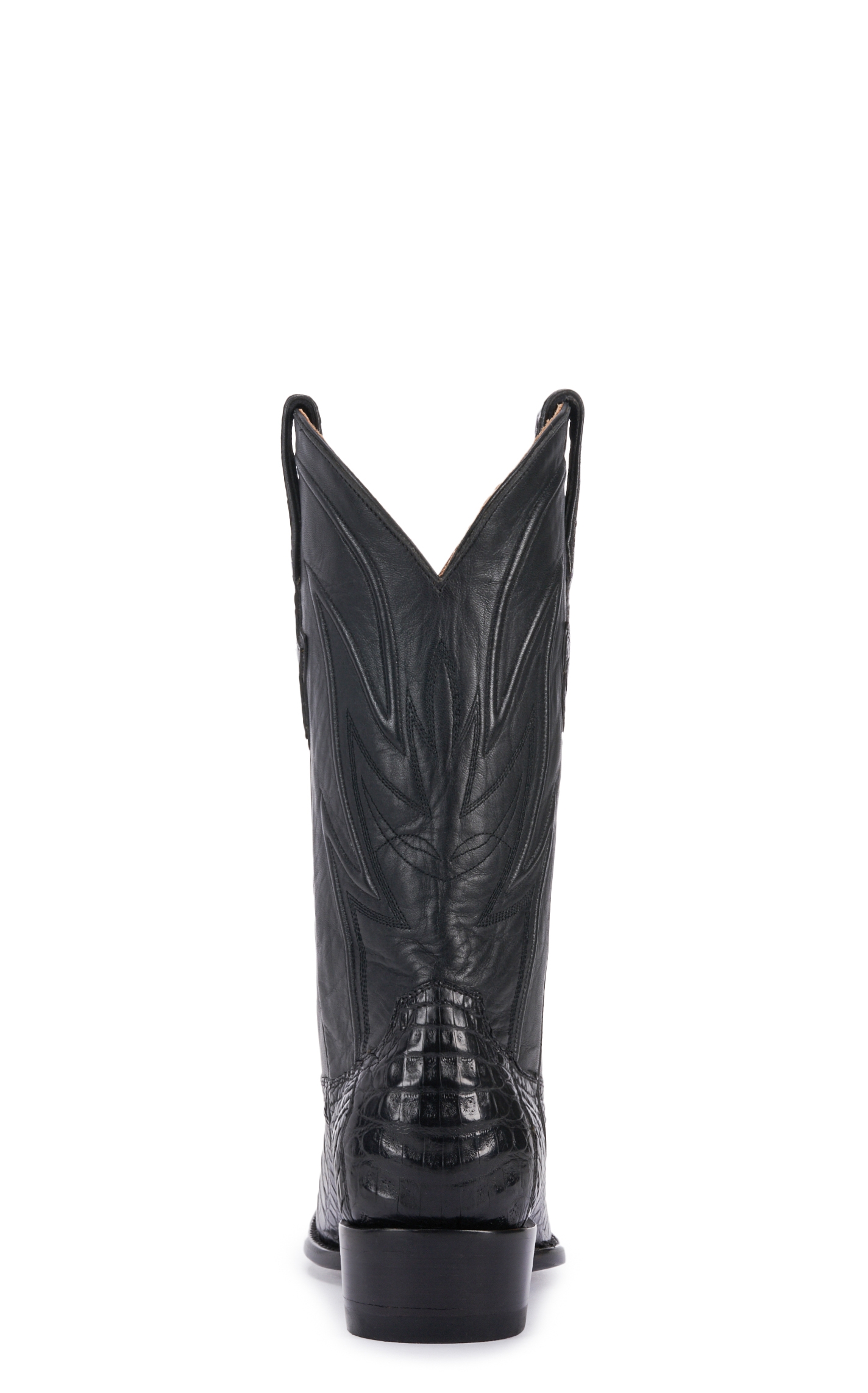 JRC & Sons Men's Weldon Caiman Belly Round Toe Exotic Cowboy Boot in Black - Image 1