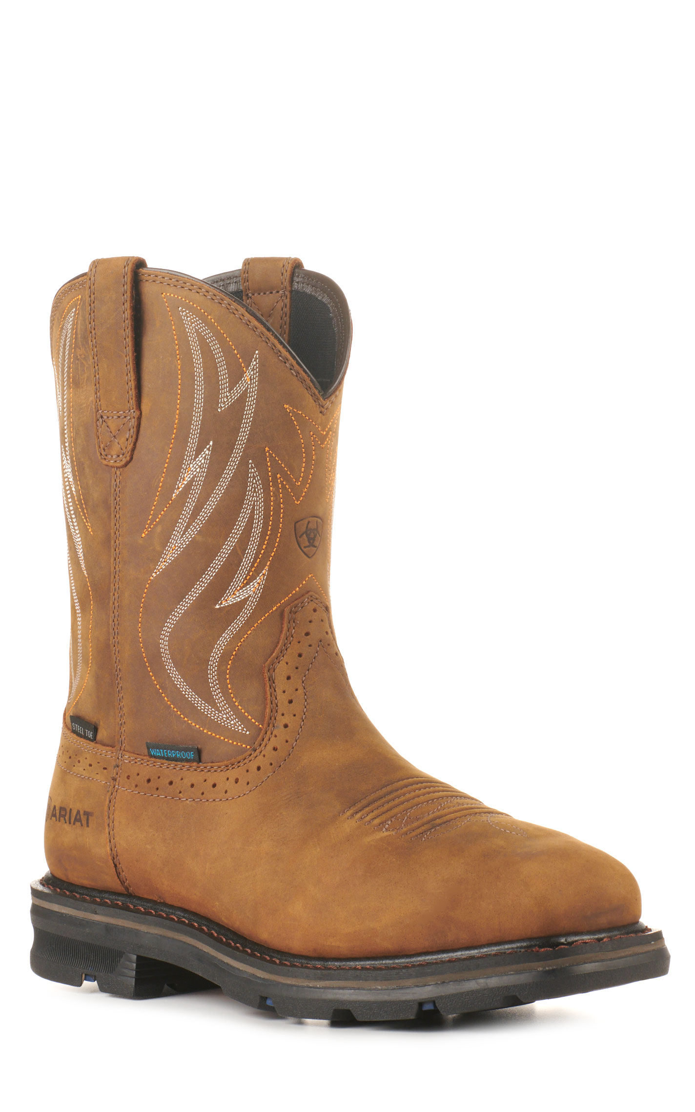 Ariat Men's Sierra Cognac Shock Shield Waterproof Steel Toe Work Boots - Image 1