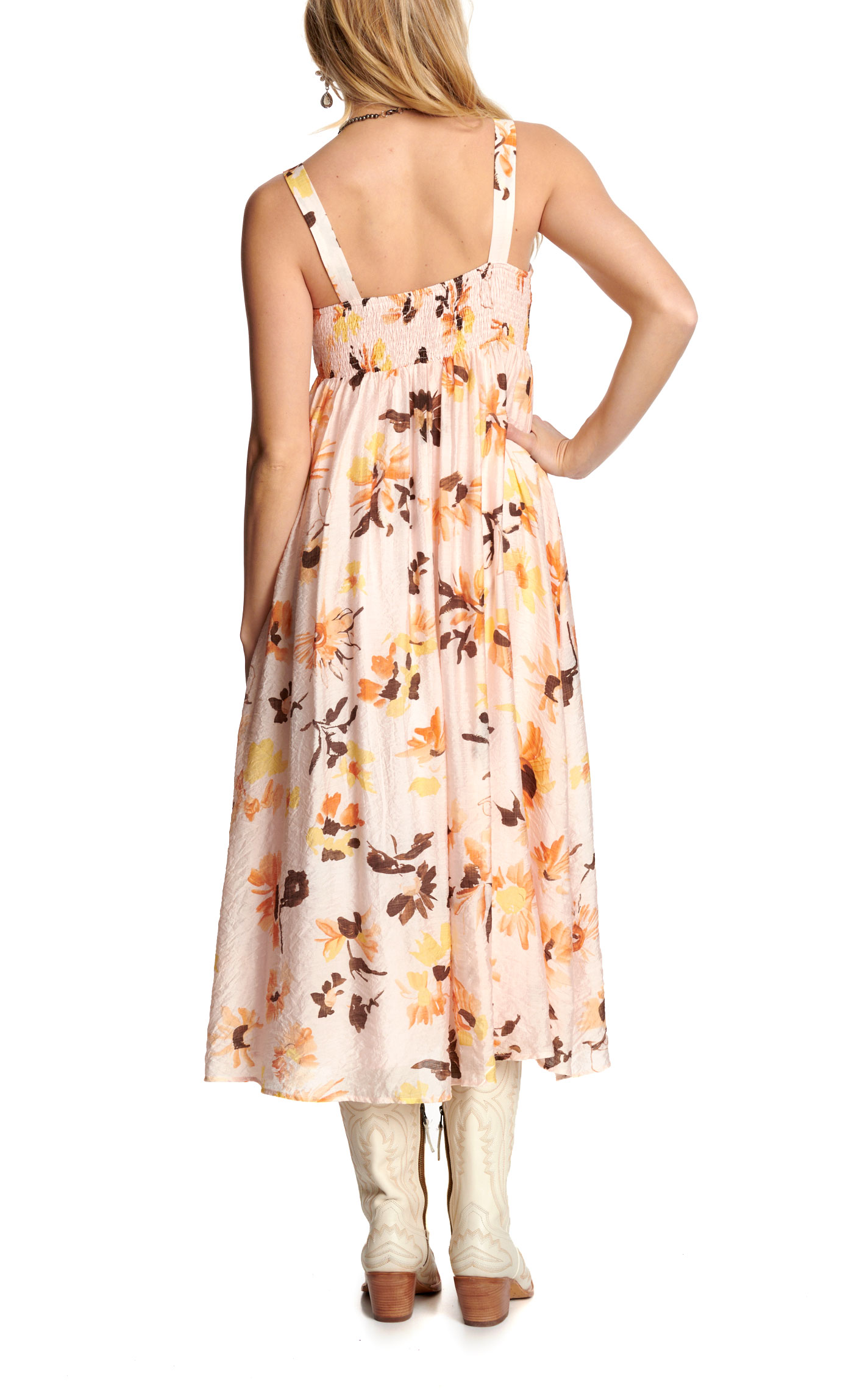 TCEC Women's Blush Tangerine & Toast Floral Print Dress - Image 1