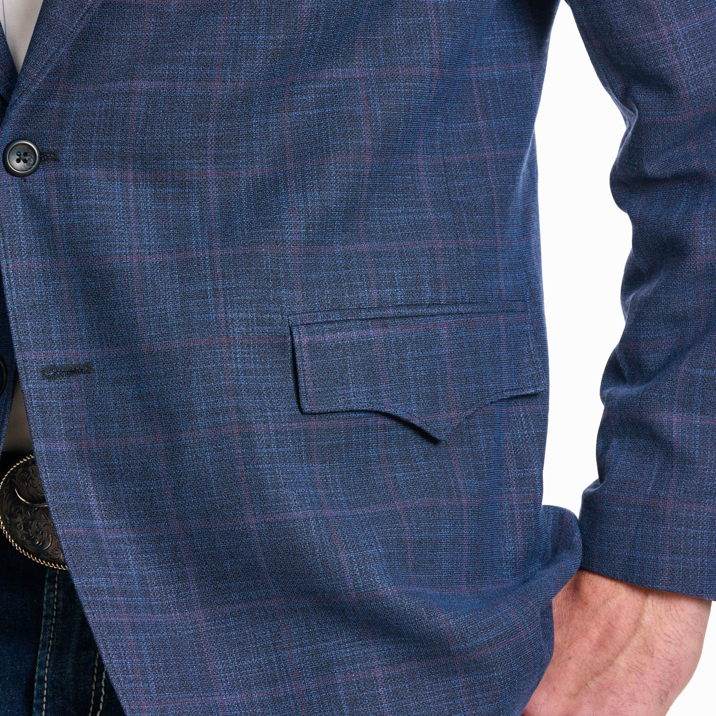 Circle S Men's Navy Lubbock Window Pane Plaid Sport Coat - Image 1