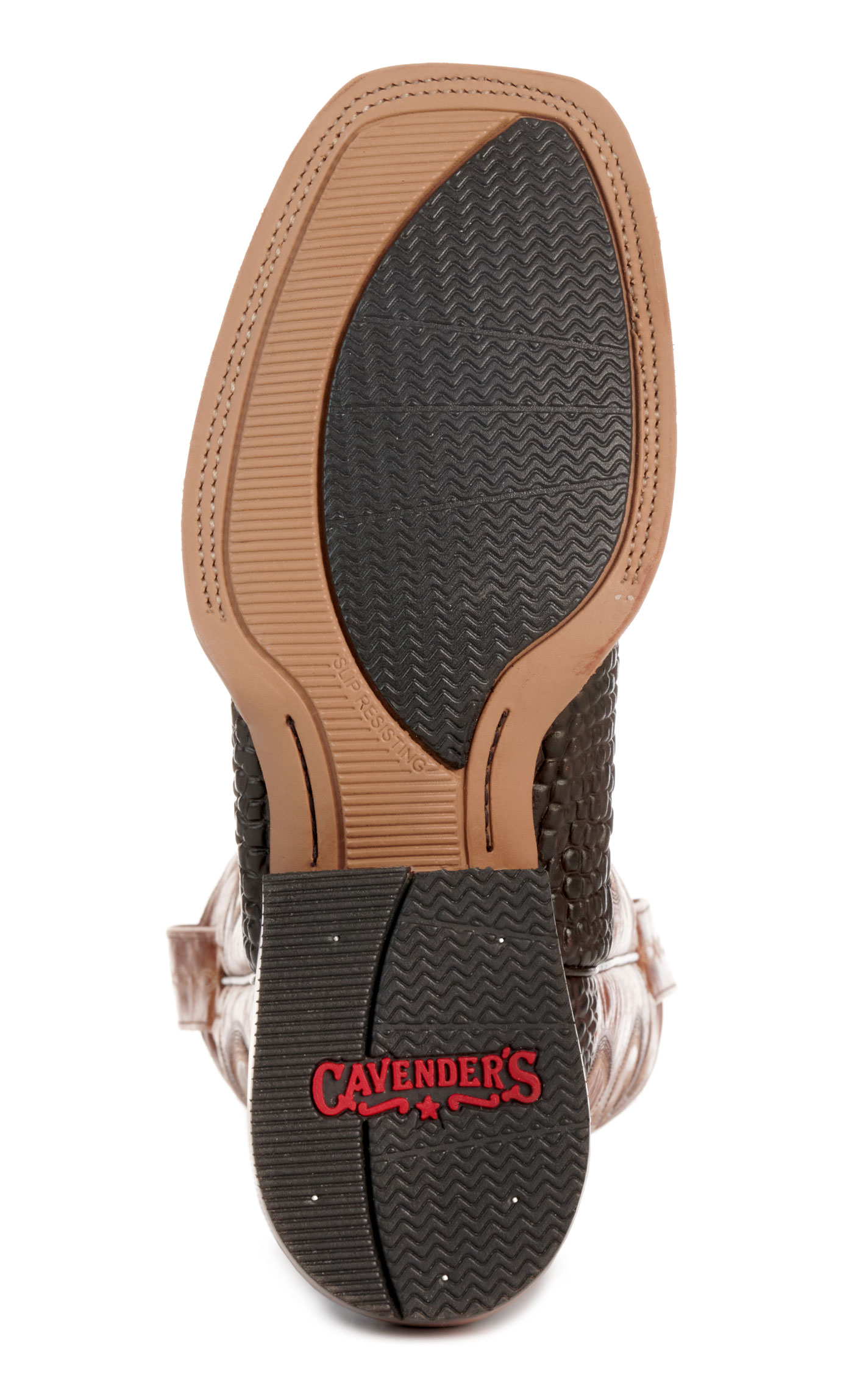 Cavender's Men's Intrepid Chocolate Hornback Alligator Print and Gray Wide Square Toe Cowboy Boot - Image 1
