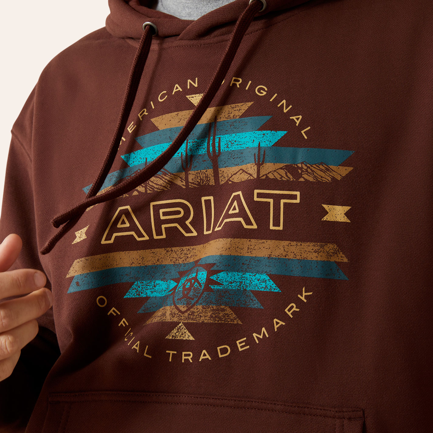 Ariat Men's Carlsbad Canyon Brown Aztec Graphic Hoodie  - Image 1