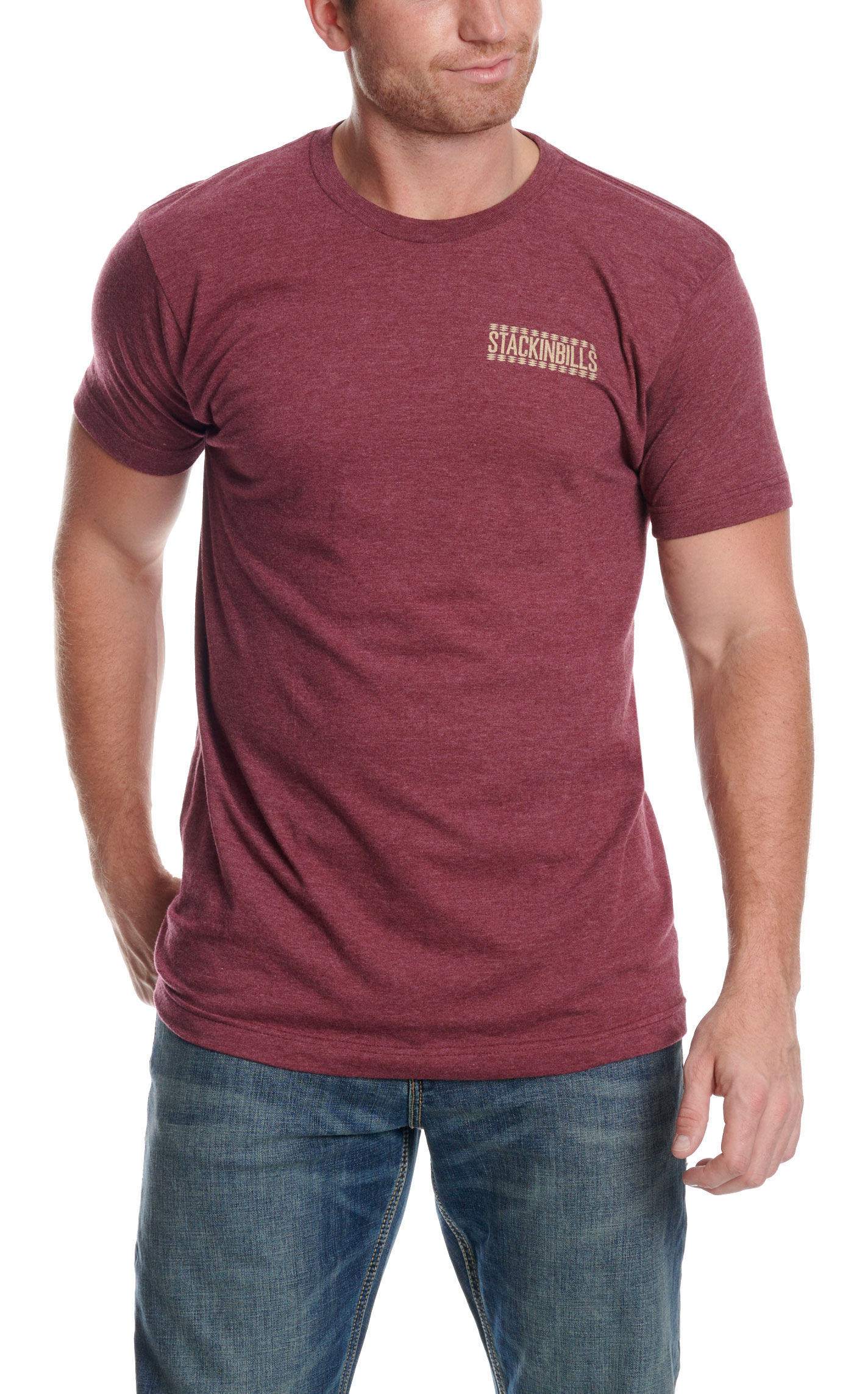 Stackin' Bills Maroon Logo T-Shirt - Image 2