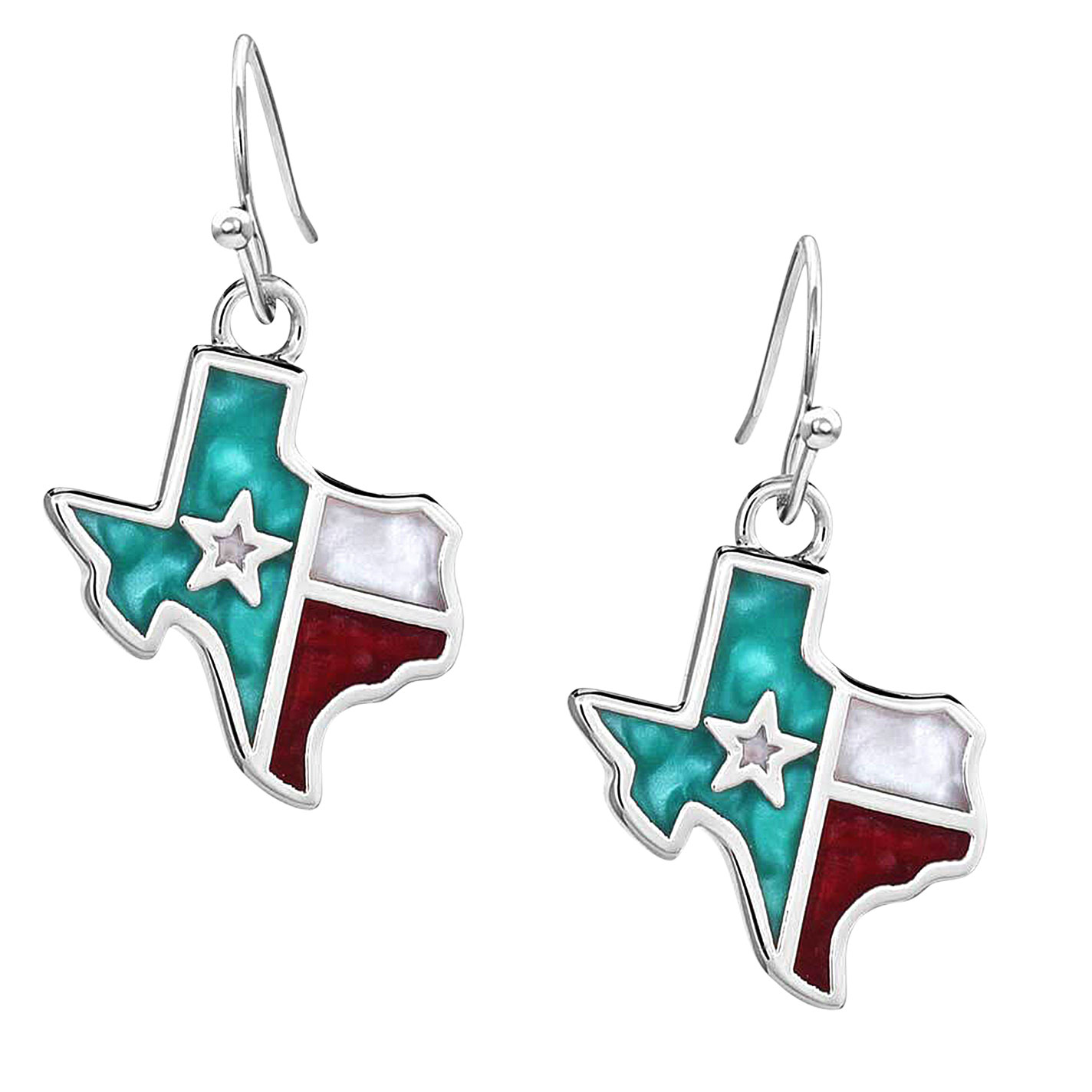 Montana Silversmiths Texas Flag on Silver Texas Earrings - Image 1
