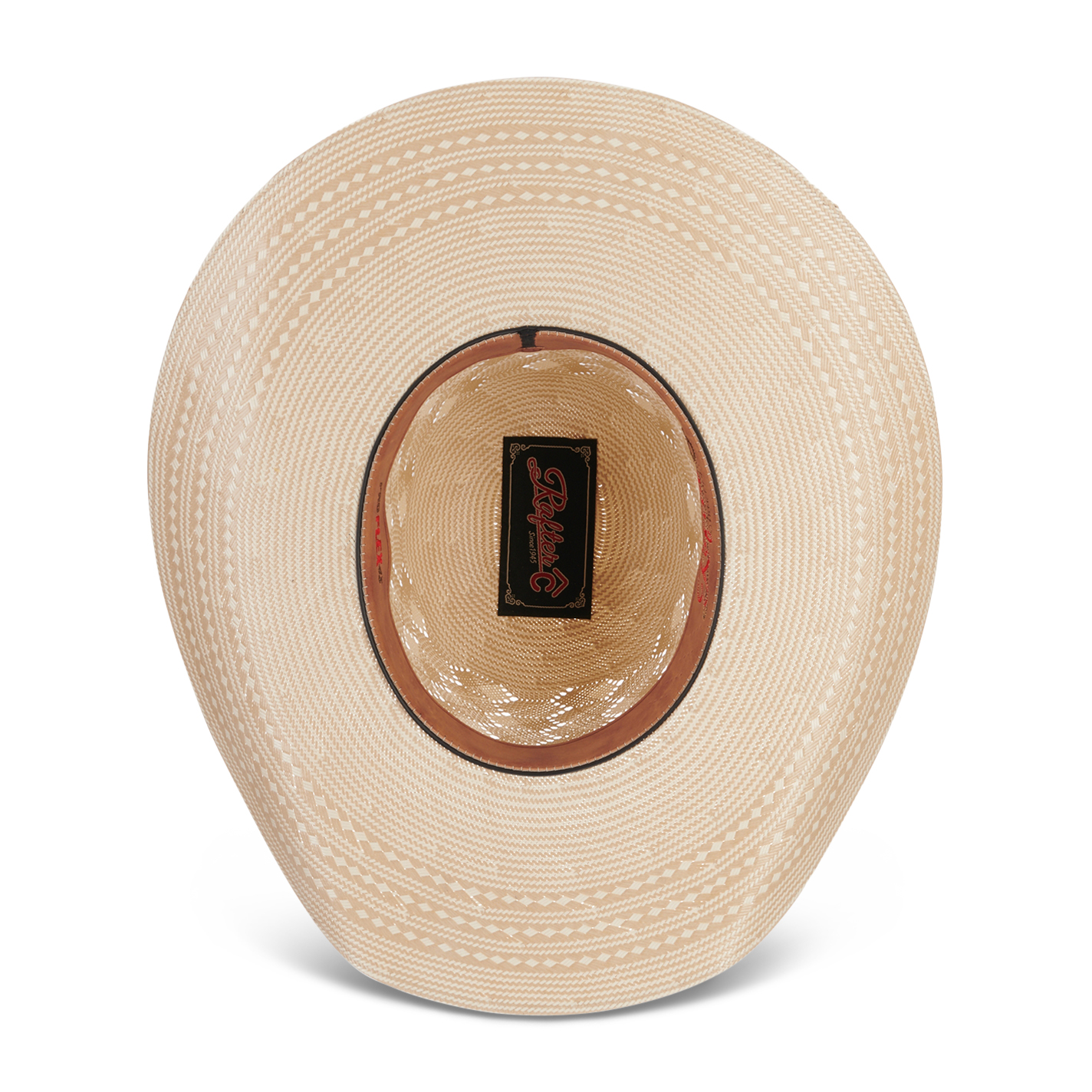 Rafter C Ivory and Tan Shantung Honeycomb Vent Open Crown Straw Cowboys Hat - Image 1