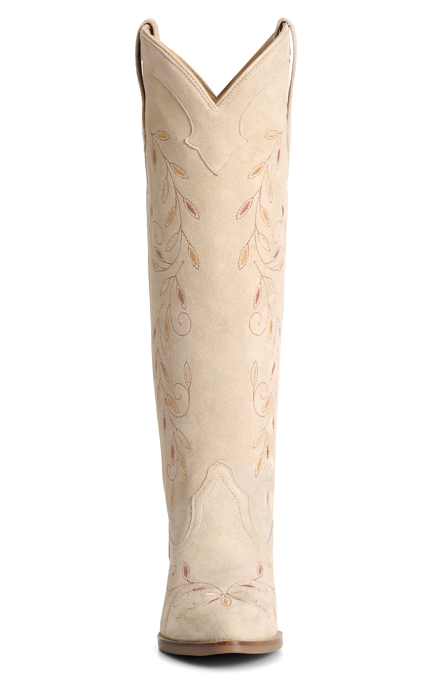 Rockin' C Women's Cream Suede & Embroidered Almond Toe Cowboy Boots - Image 1